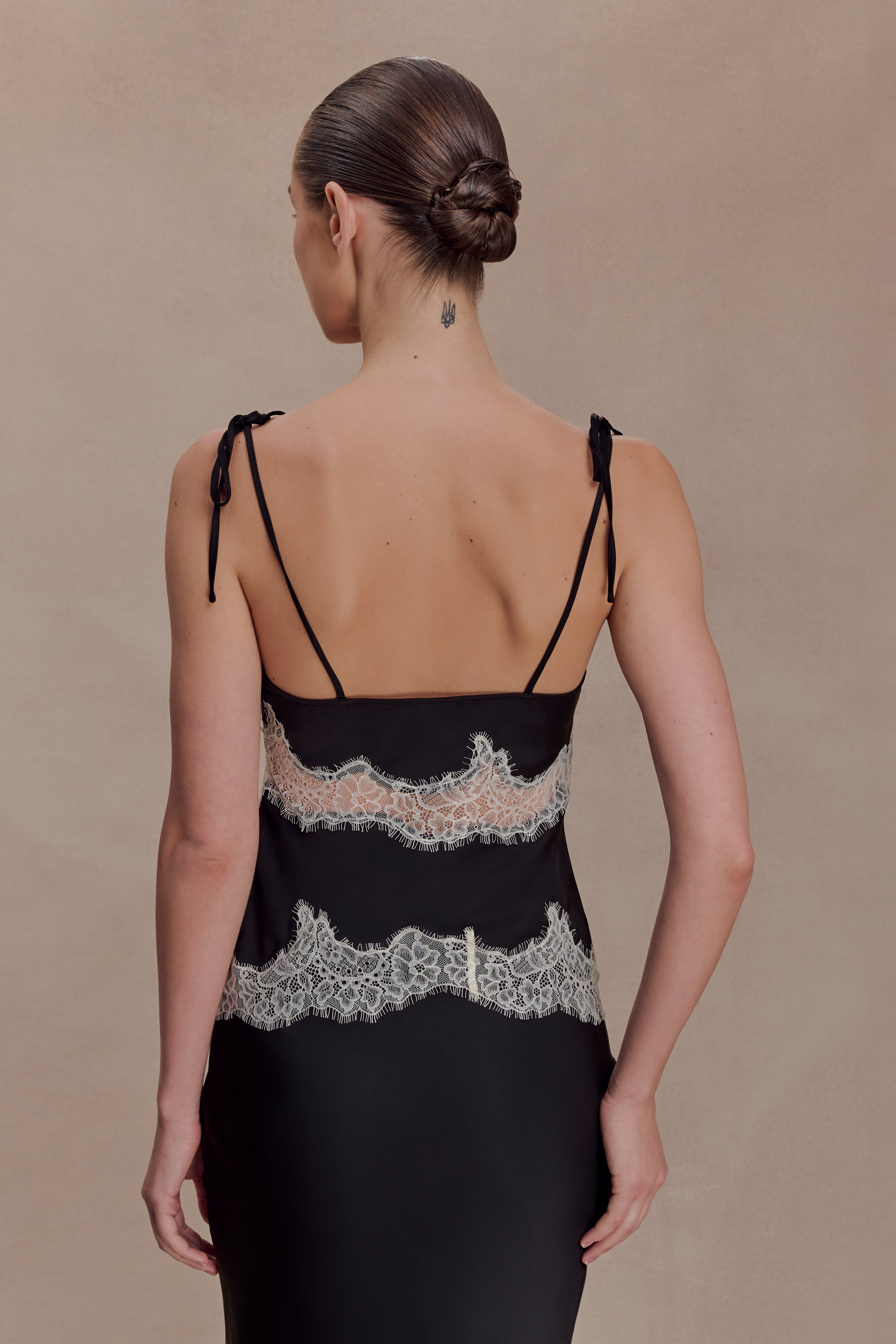Nina Satin And Lace Camisole - Black/Ivory - Image 4