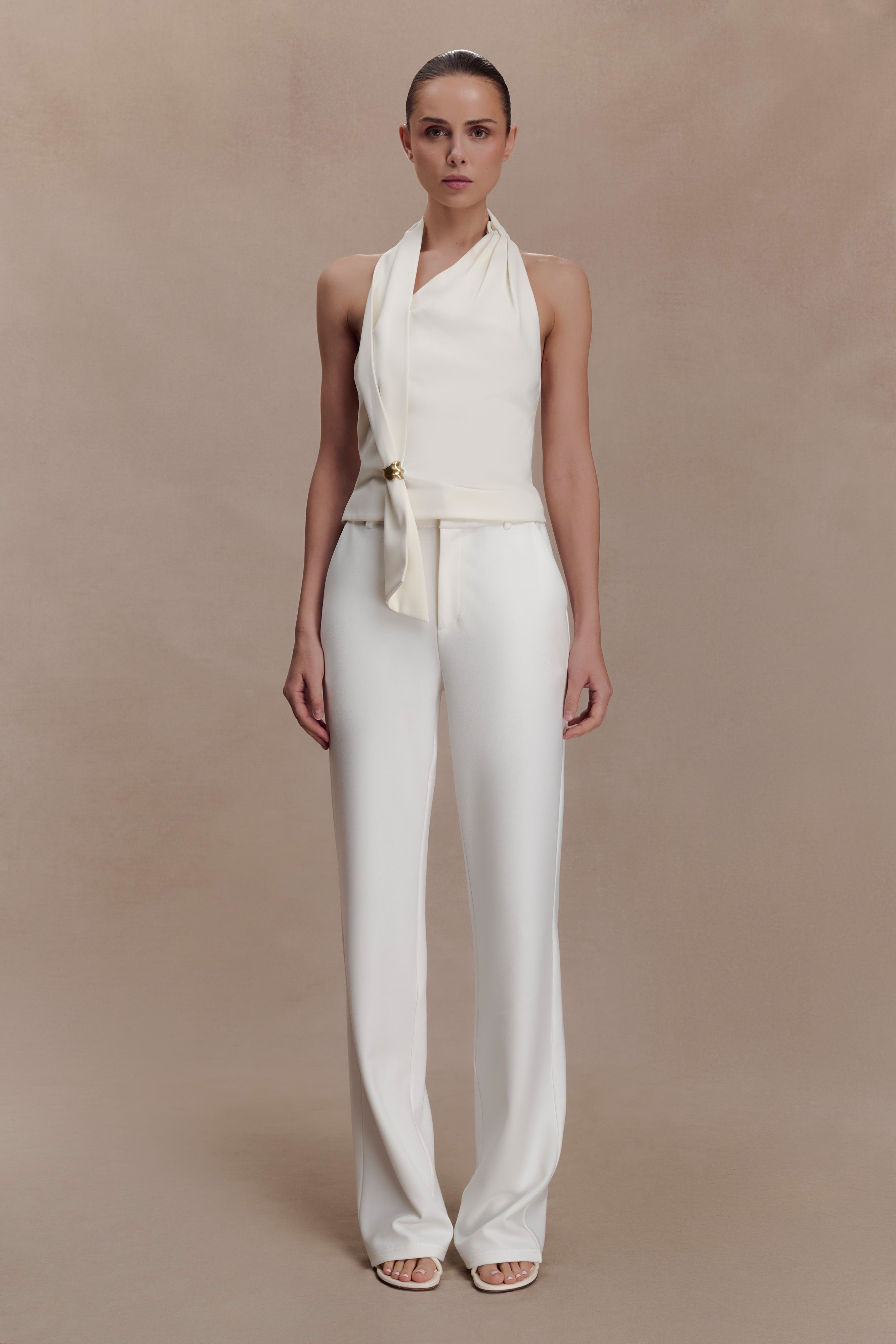 Marina Halter Top With Hardware - Ivory - Image 6