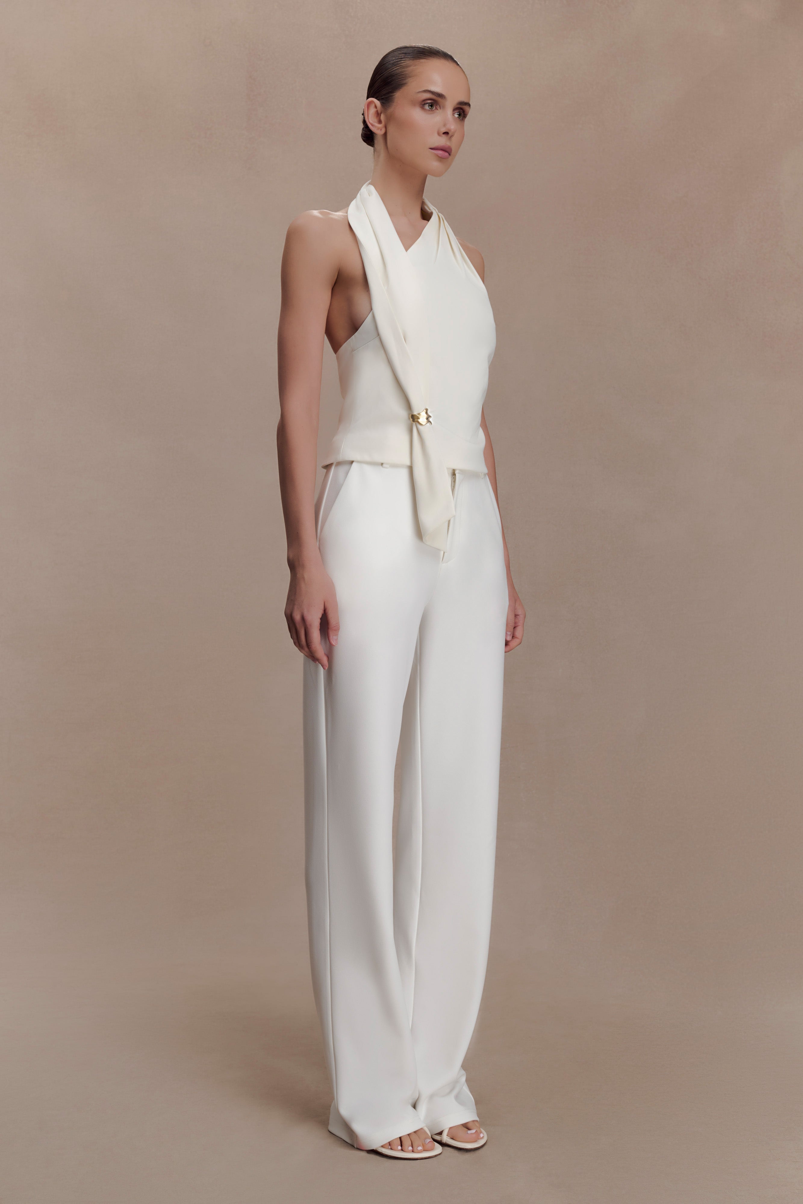 Marina Halter Top With Hardware - Ivory - Image 4