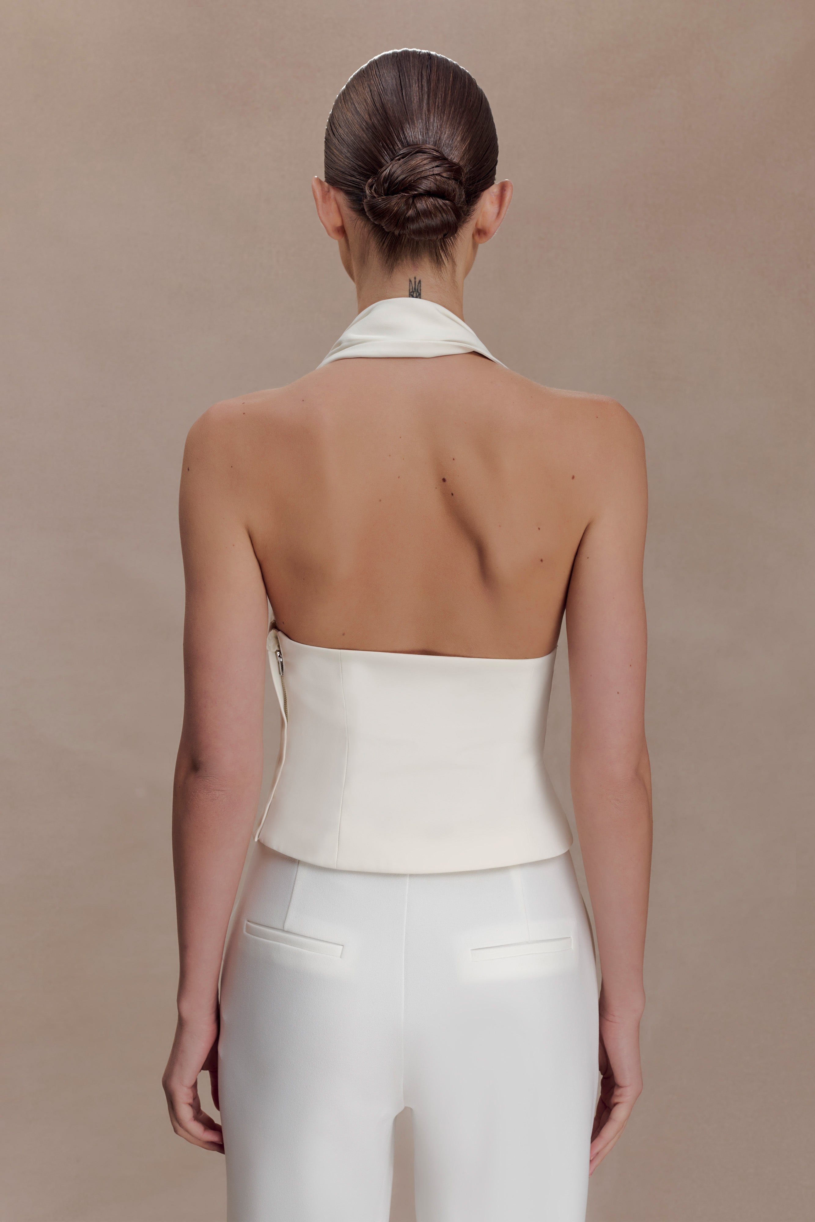 Marina Halter Top With Hardware - Ivory - Image 2