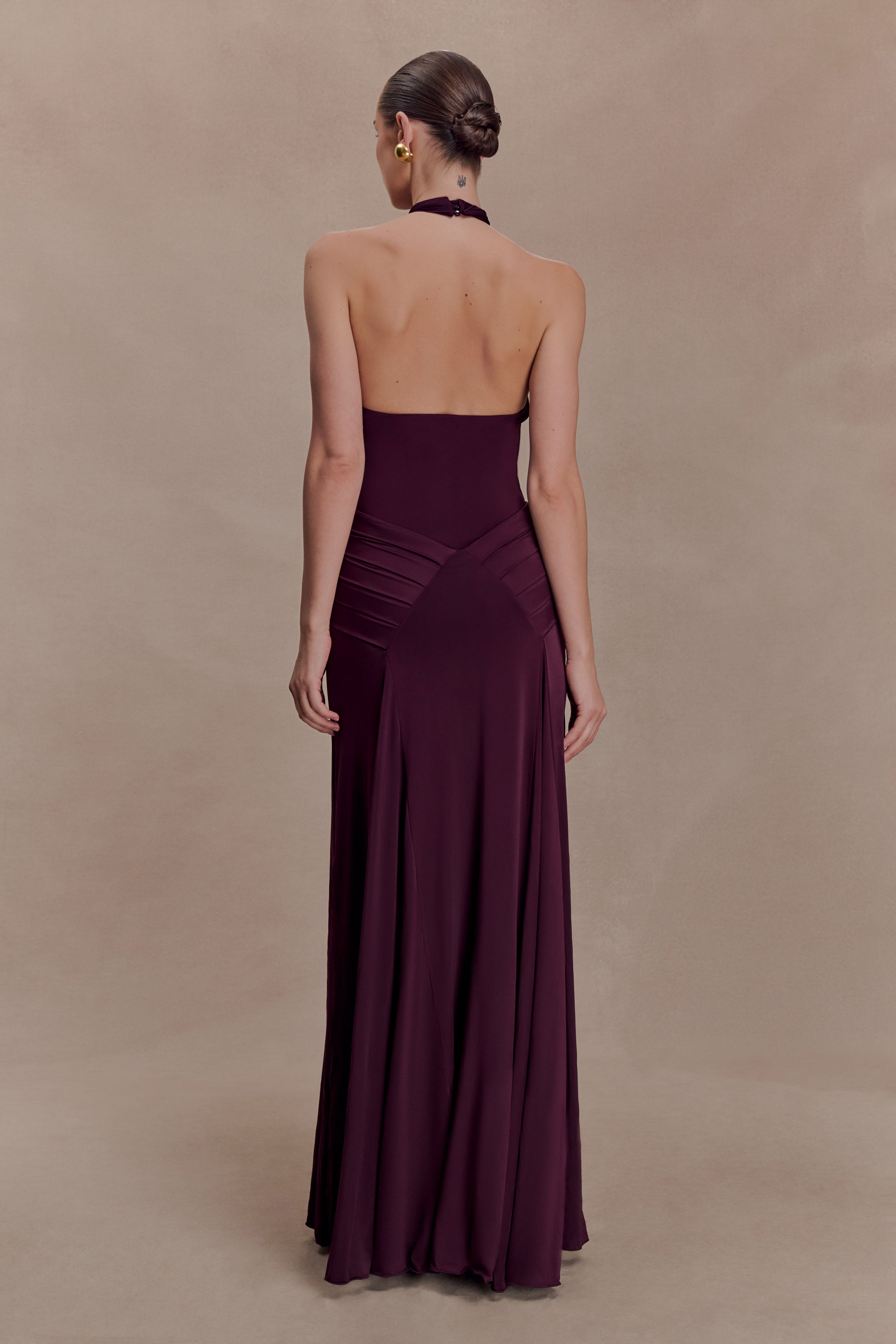Alternative view of Indira Gathered Slinky Halter Maxi Dress - Mahogany