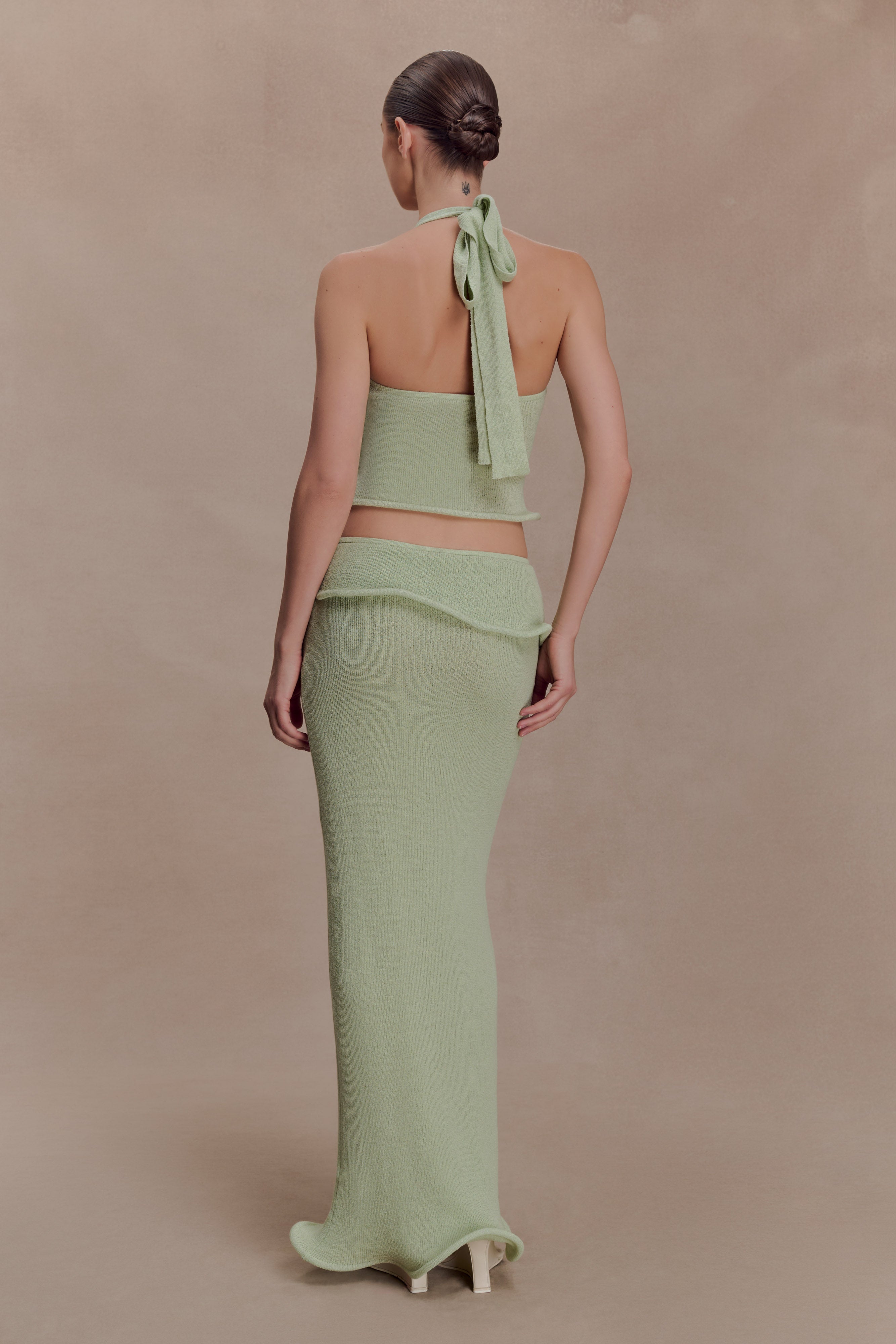 Alternative view of Samira Knit Wired Maxi Skirt - Pastel Green