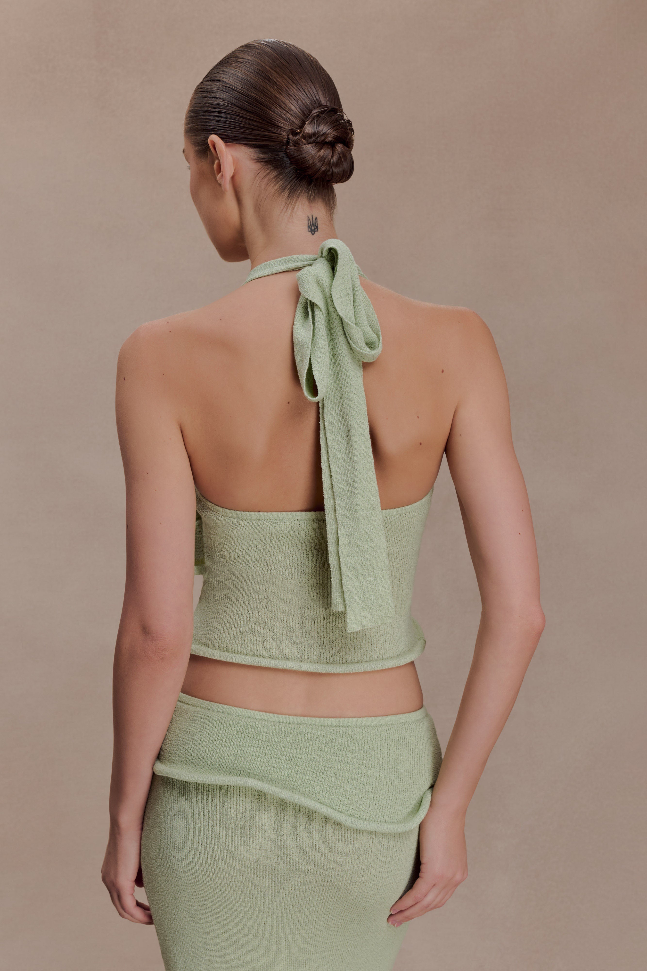 Alternative view of Samira Halter Knit Twist Top - Pastel Green