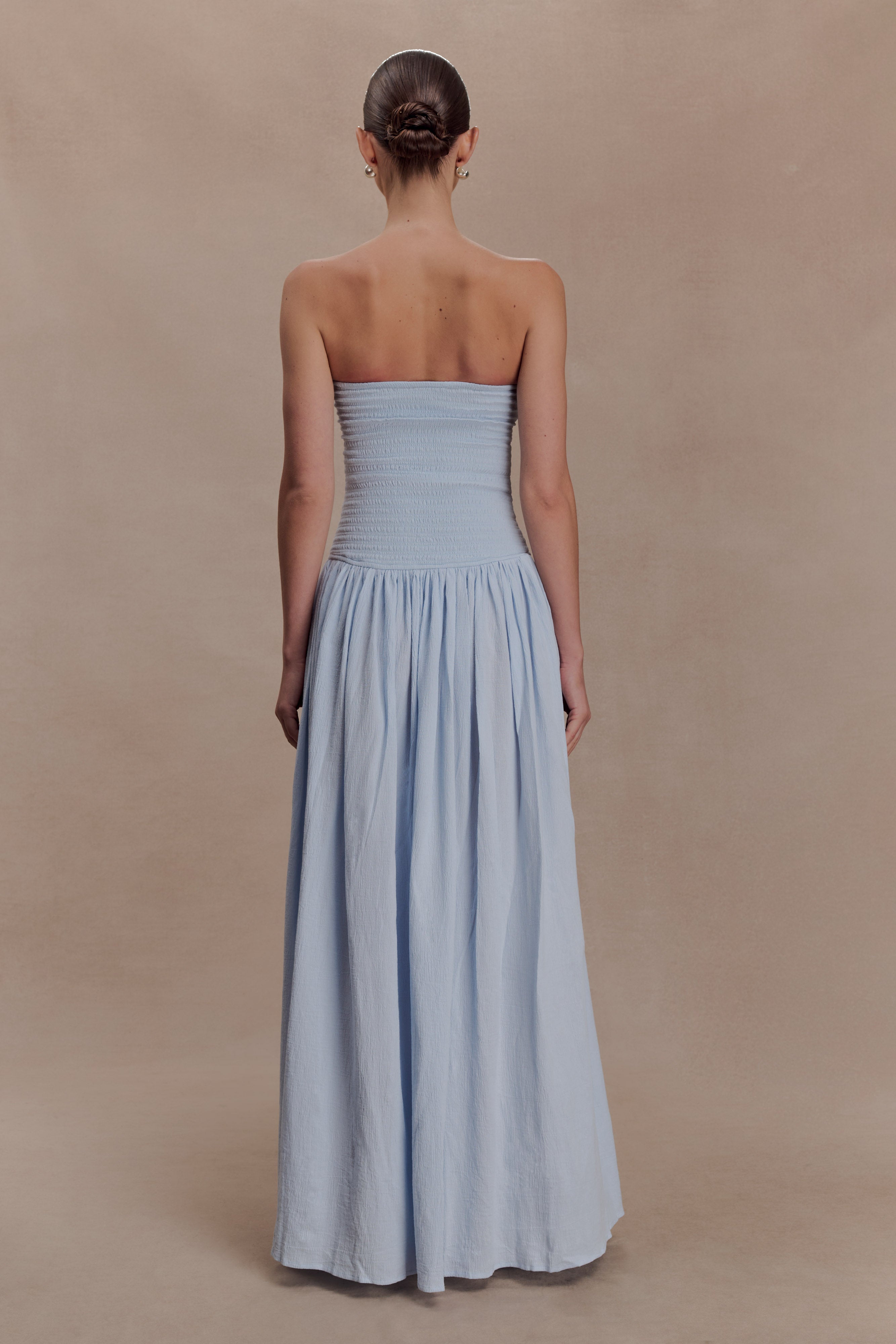 Alternative view of Maureen Cotton Shirring Maxi Dress - Powder Blue
