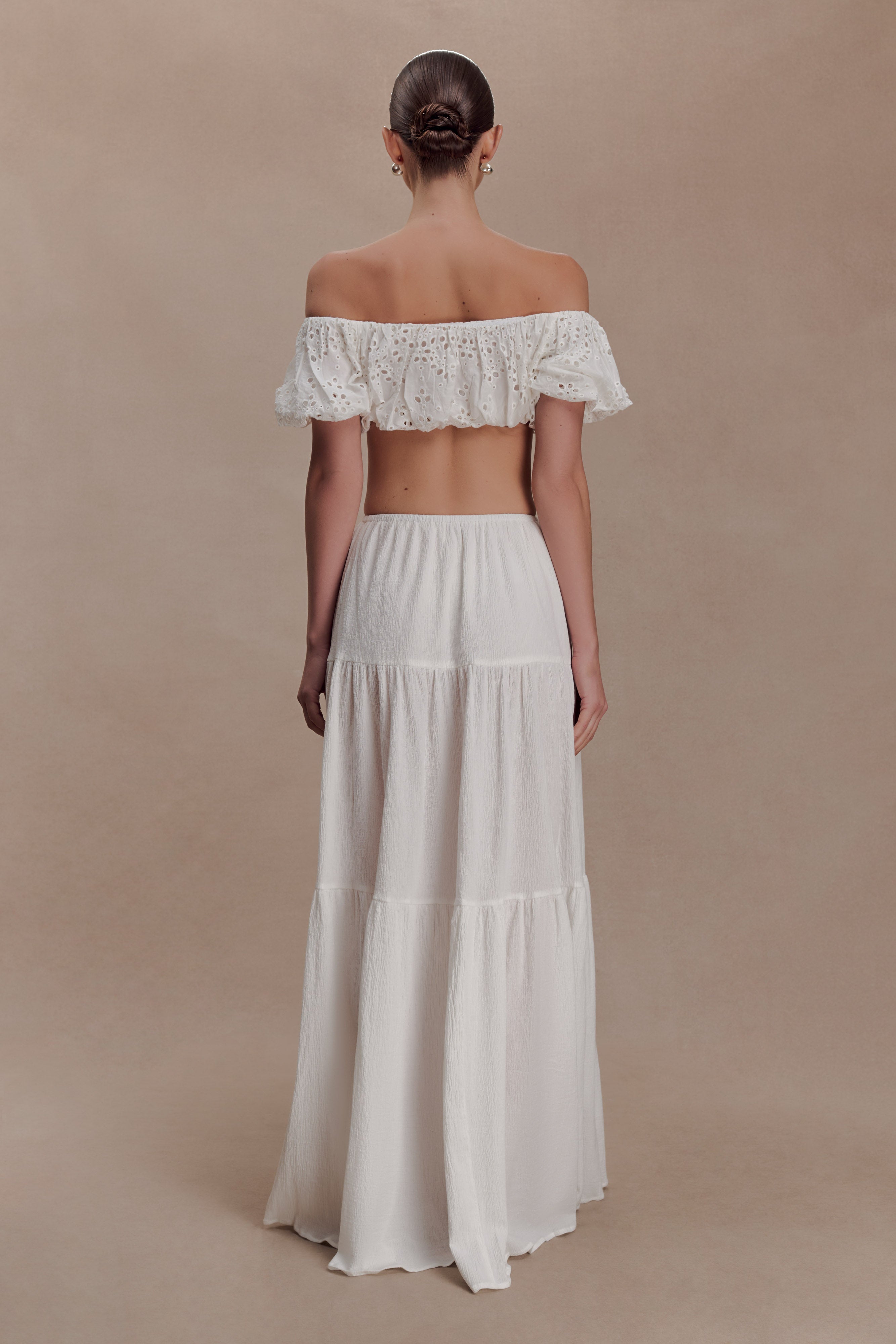 Alternative view of Autumn Off Shoulder Broderie Top - White