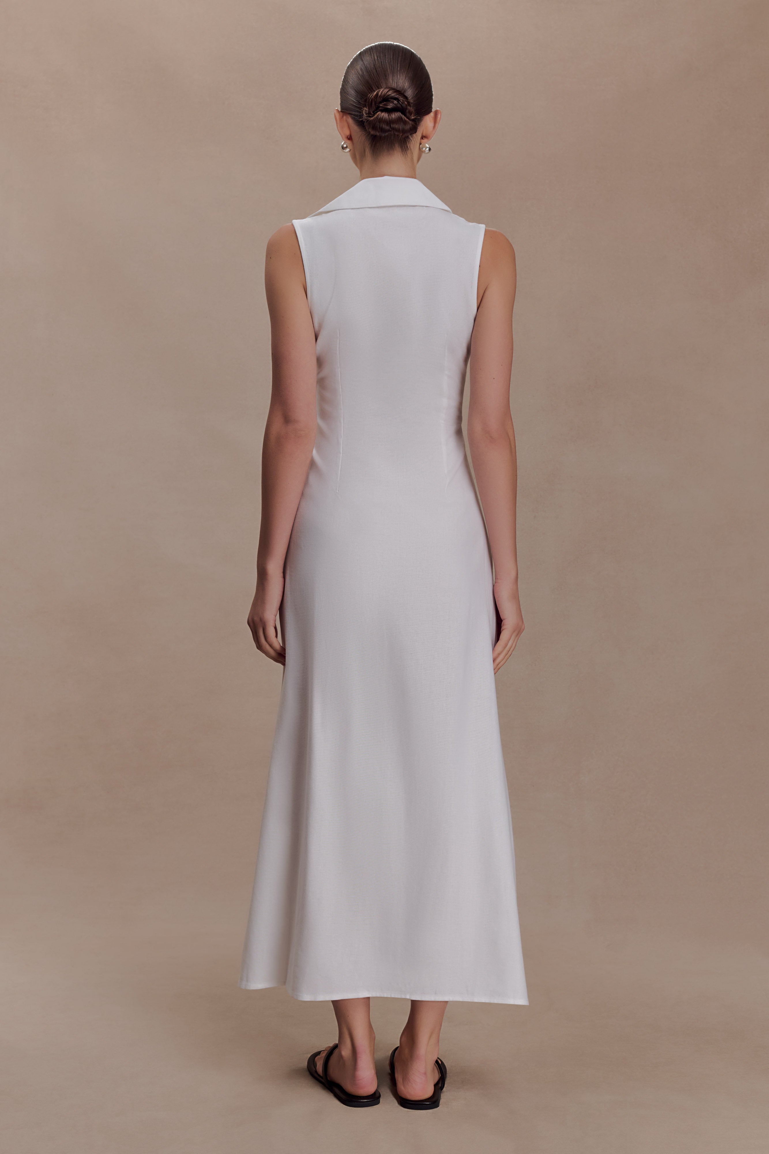 Alternative view of Dante Ruched Linen Midi Dress - White