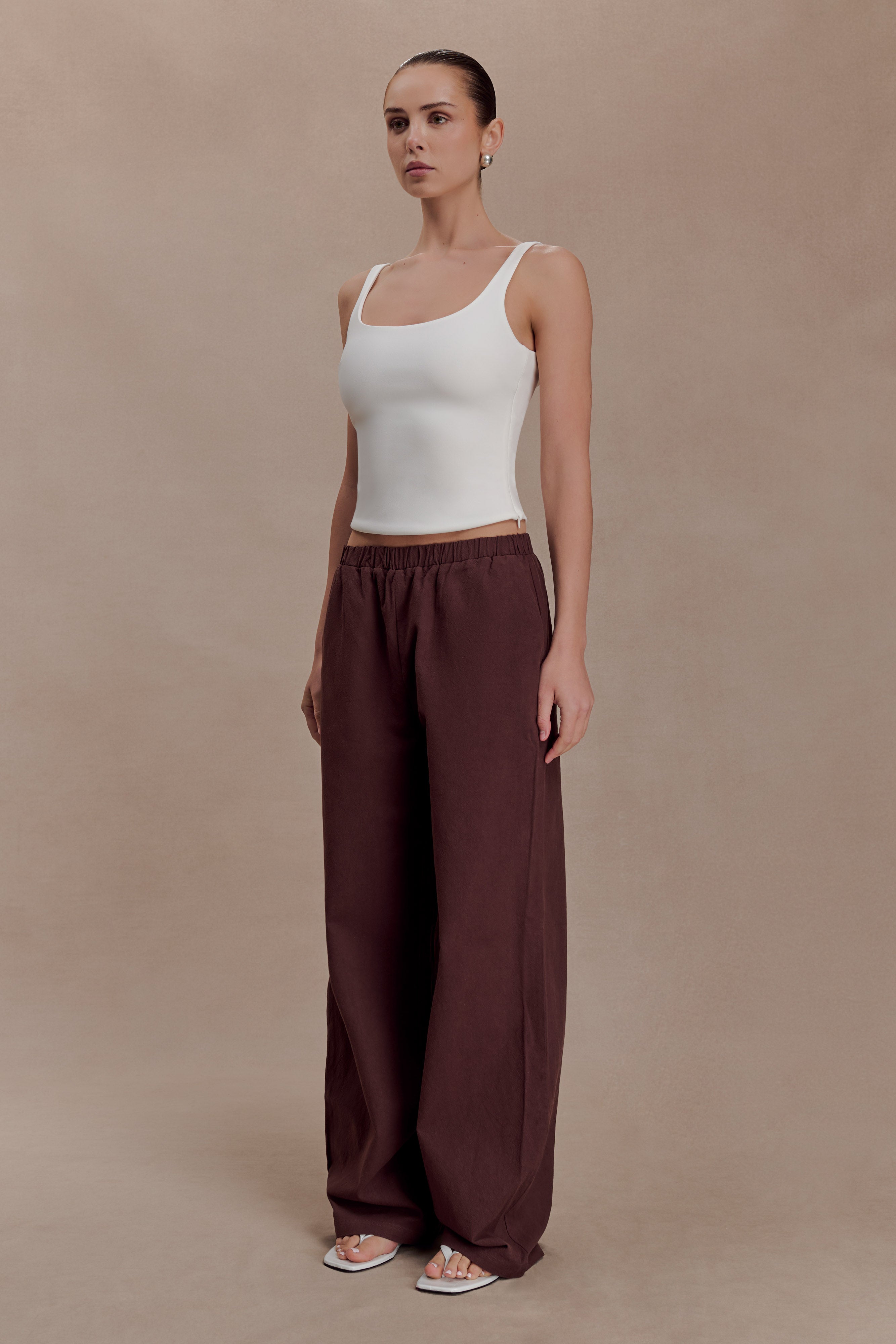 Janayia Cotton Wide Leg Pants - Dark Espresso - Image 3