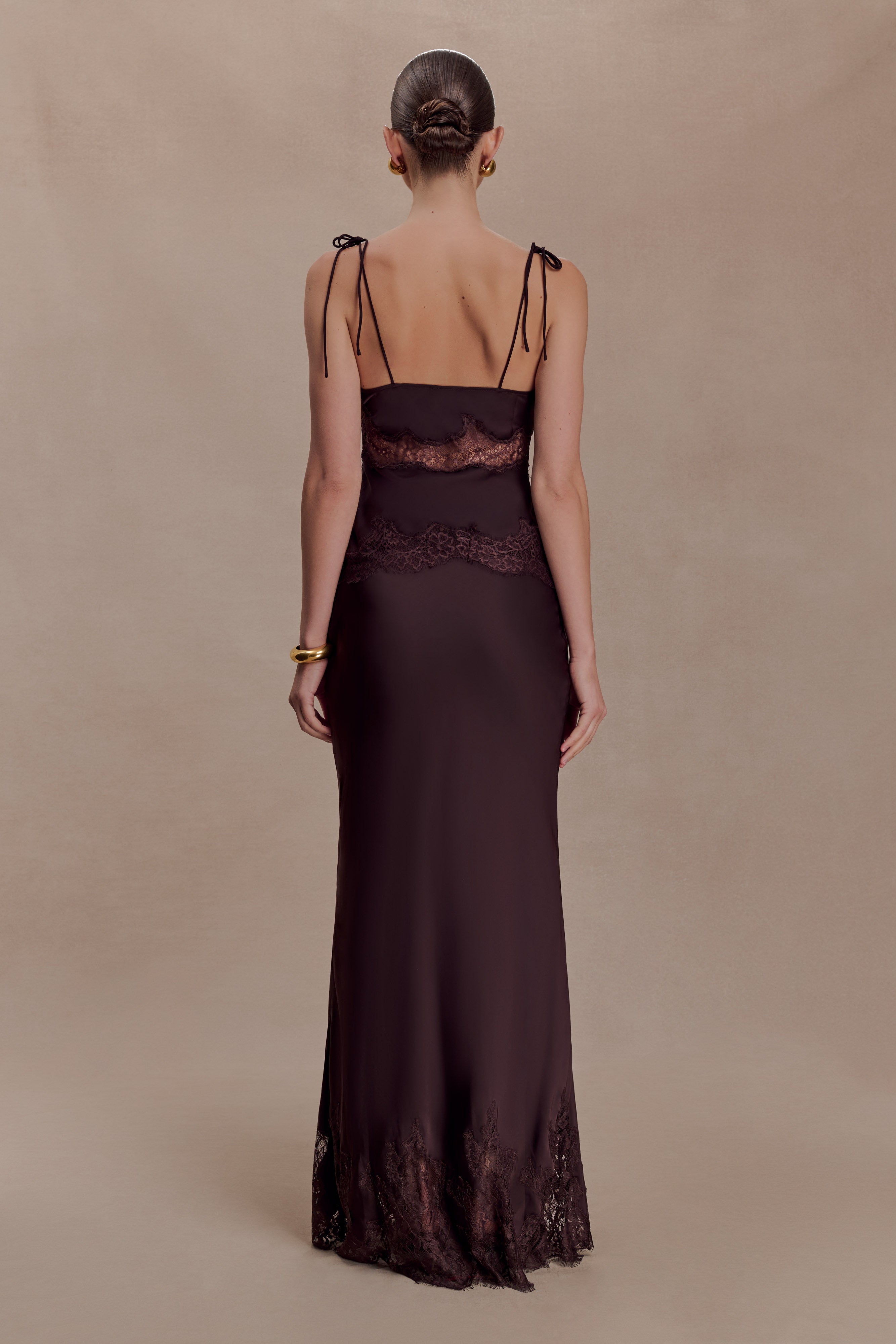 Alternative view of Nina Satin And Lace Maxi Skirt - Chocolate