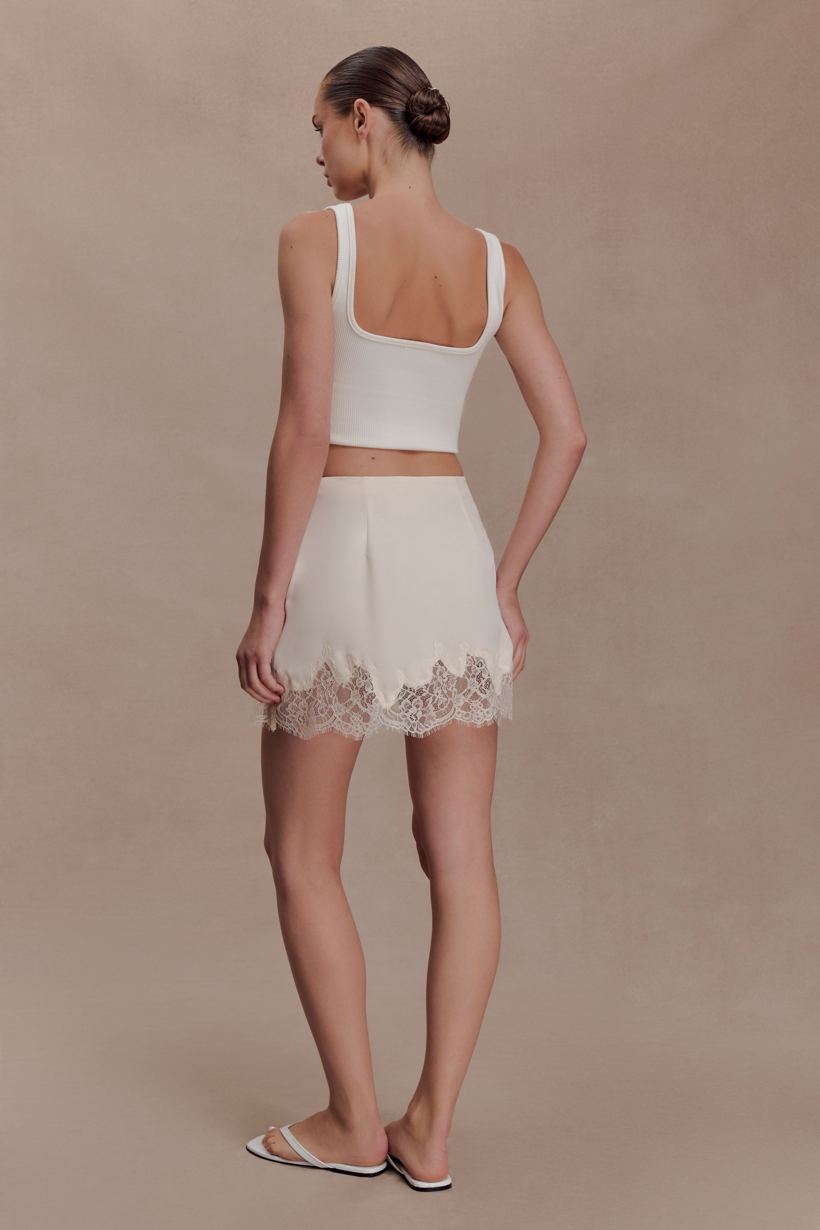 Alternative view of Nina Lace And Satin Mini Skirt - Ivory