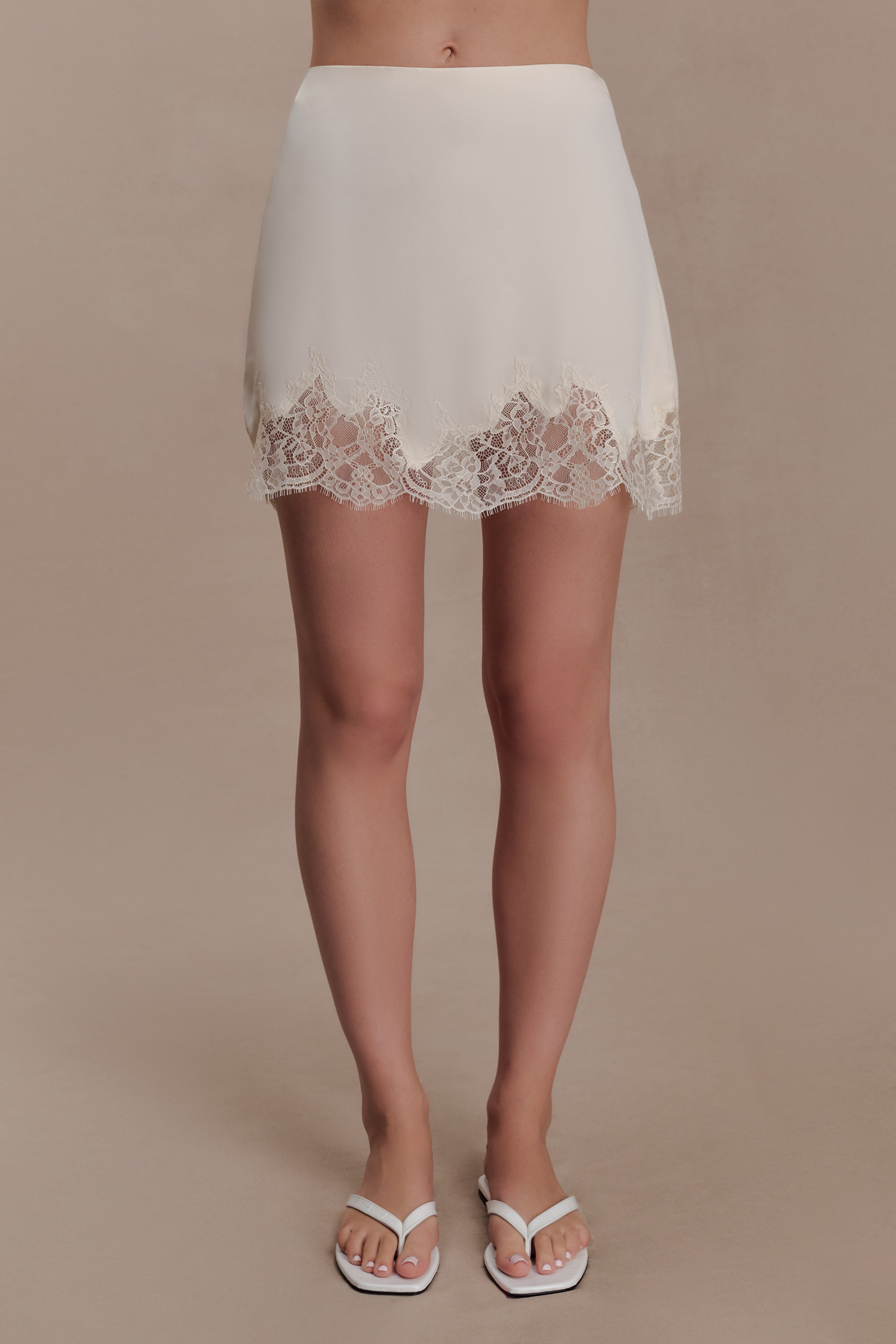 Nina Lace And Satin Mini Skirt - Ivory - Image 6