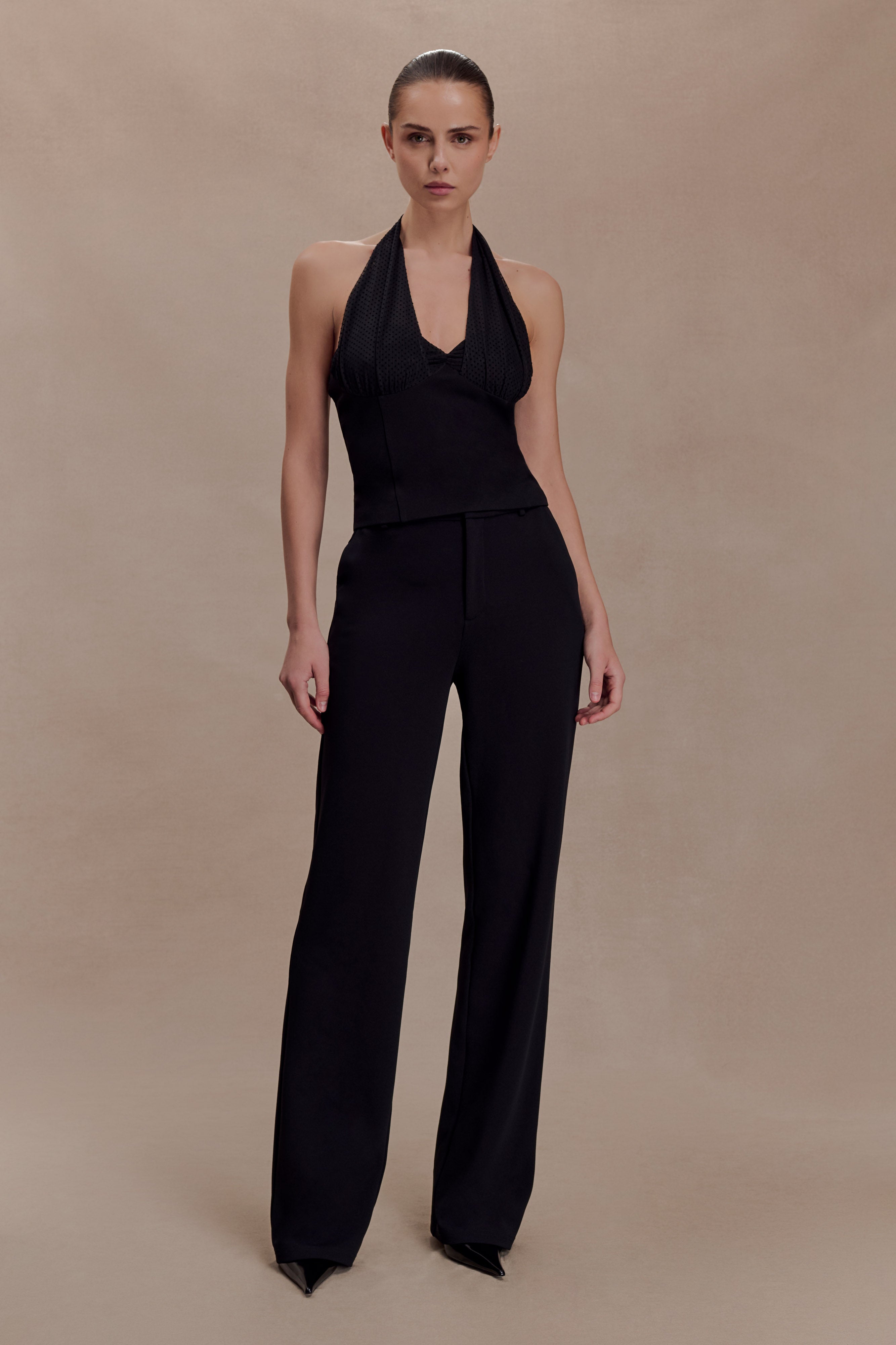 Alternative view of Cressida Crepe Halter Top - Black