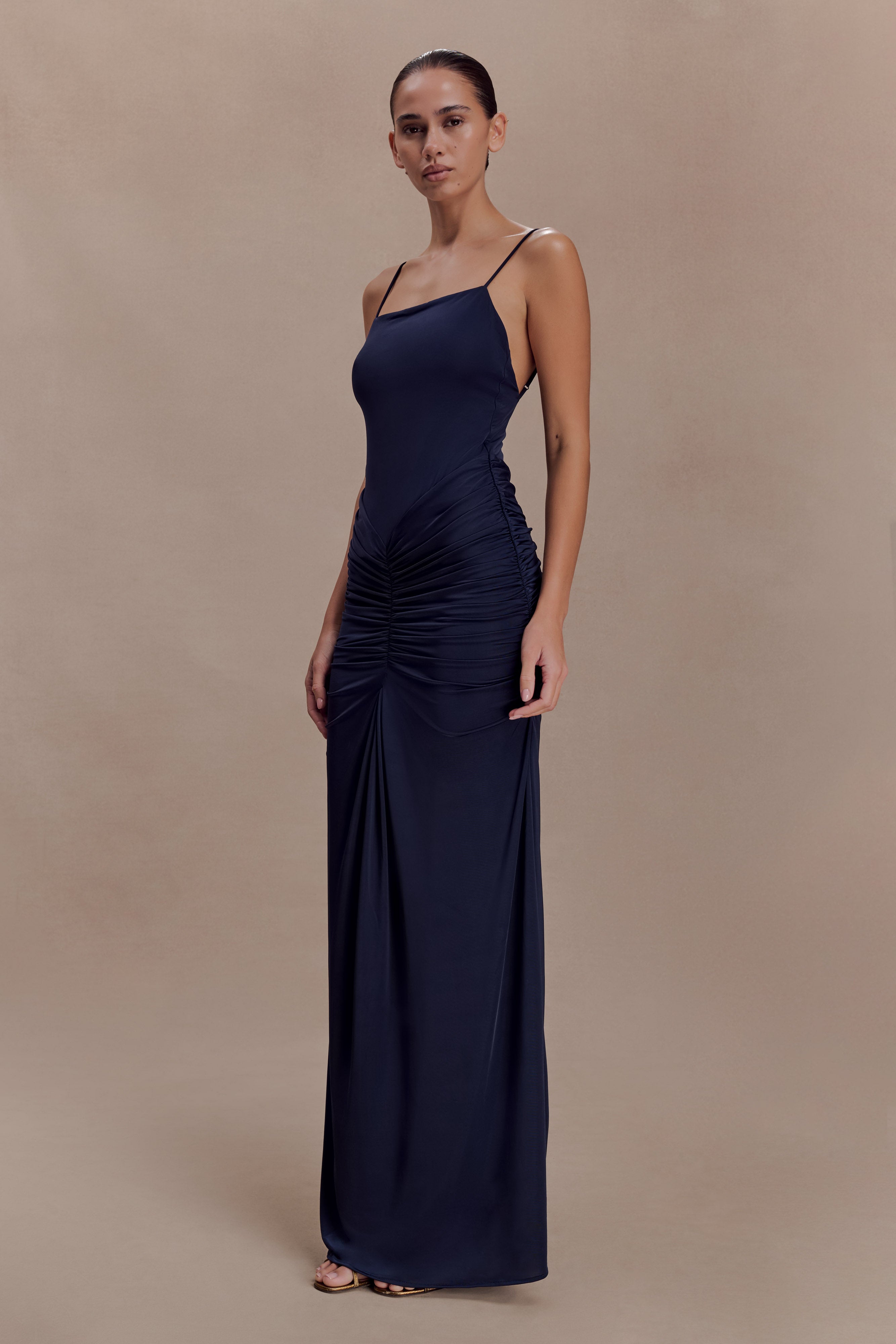 Roisin Slinky Maxi Dress - Navy - Image 4