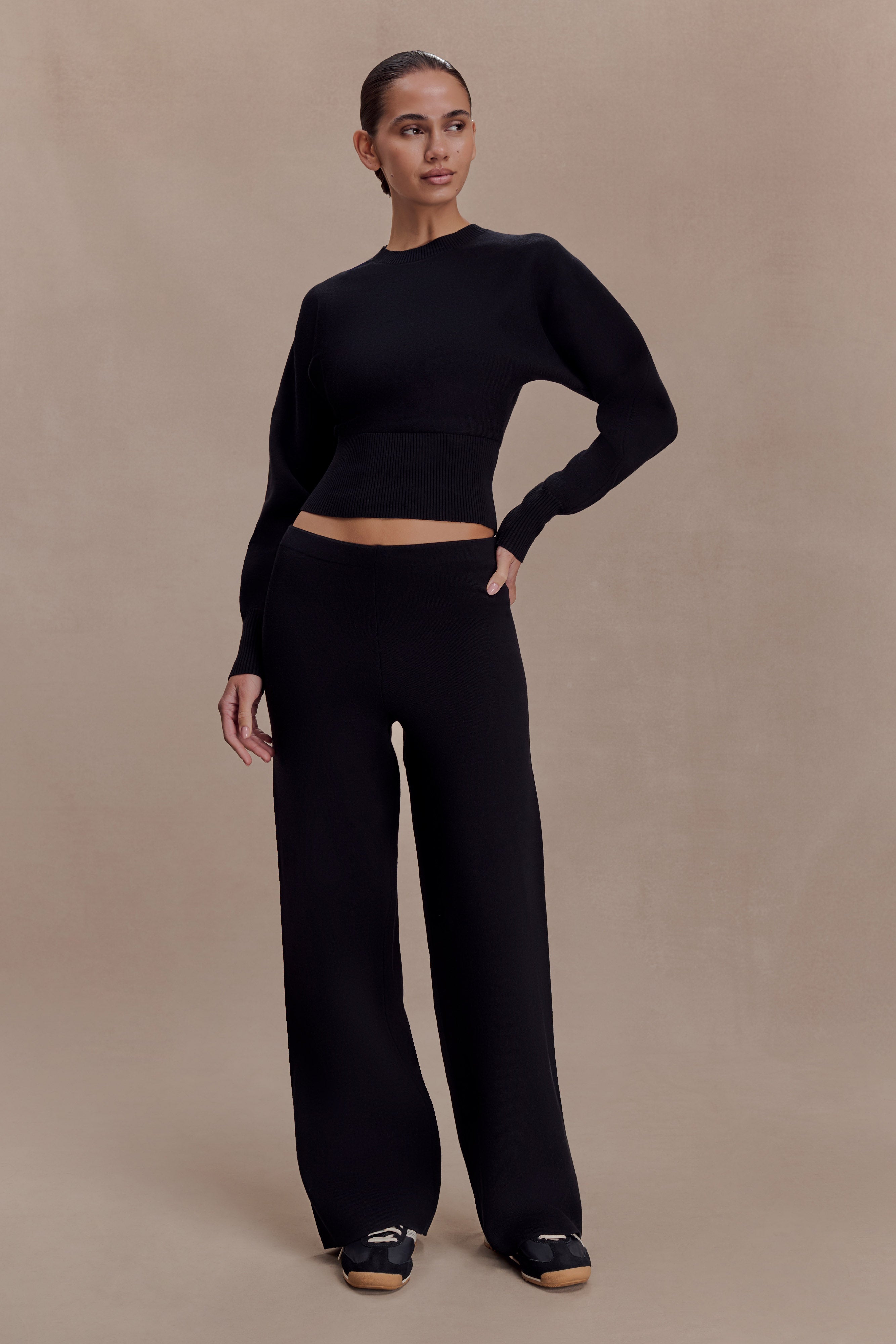Kerrymae Straight Leg Knit Pants - Black - Image 3