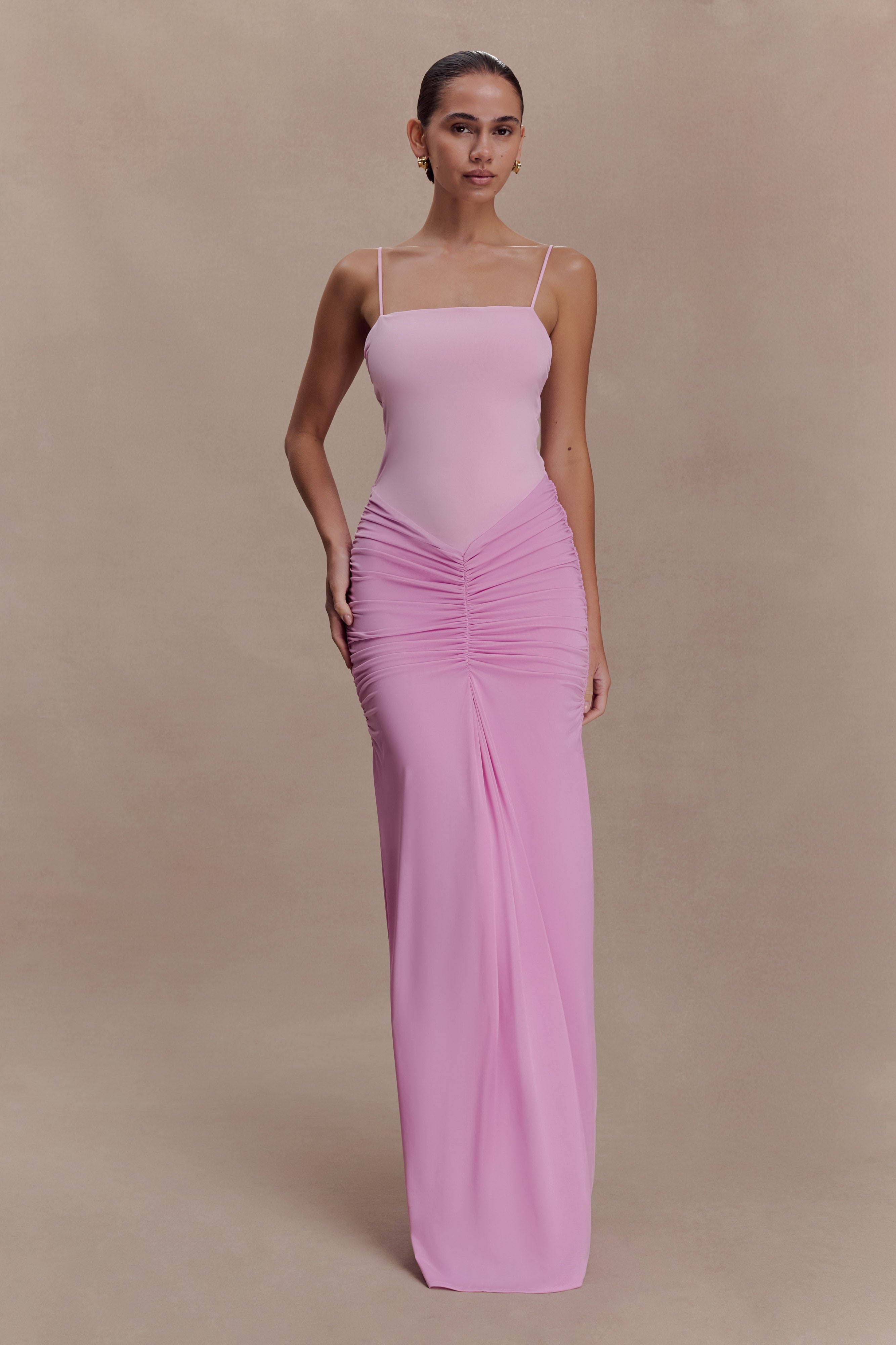 Roisin Slinky Maxi Dress - Powder Pink - Image 3