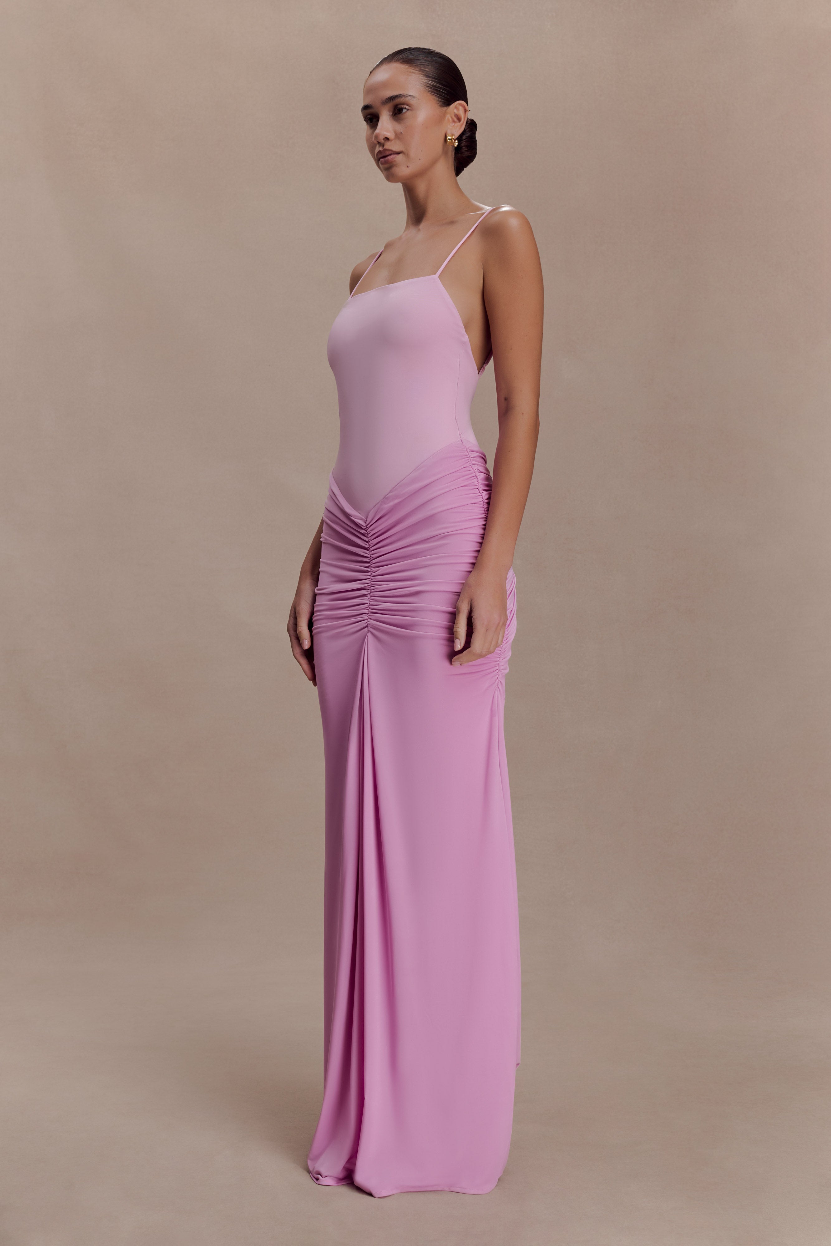 Roisin Slinky Maxi Dress - Powder Pink - Image 4