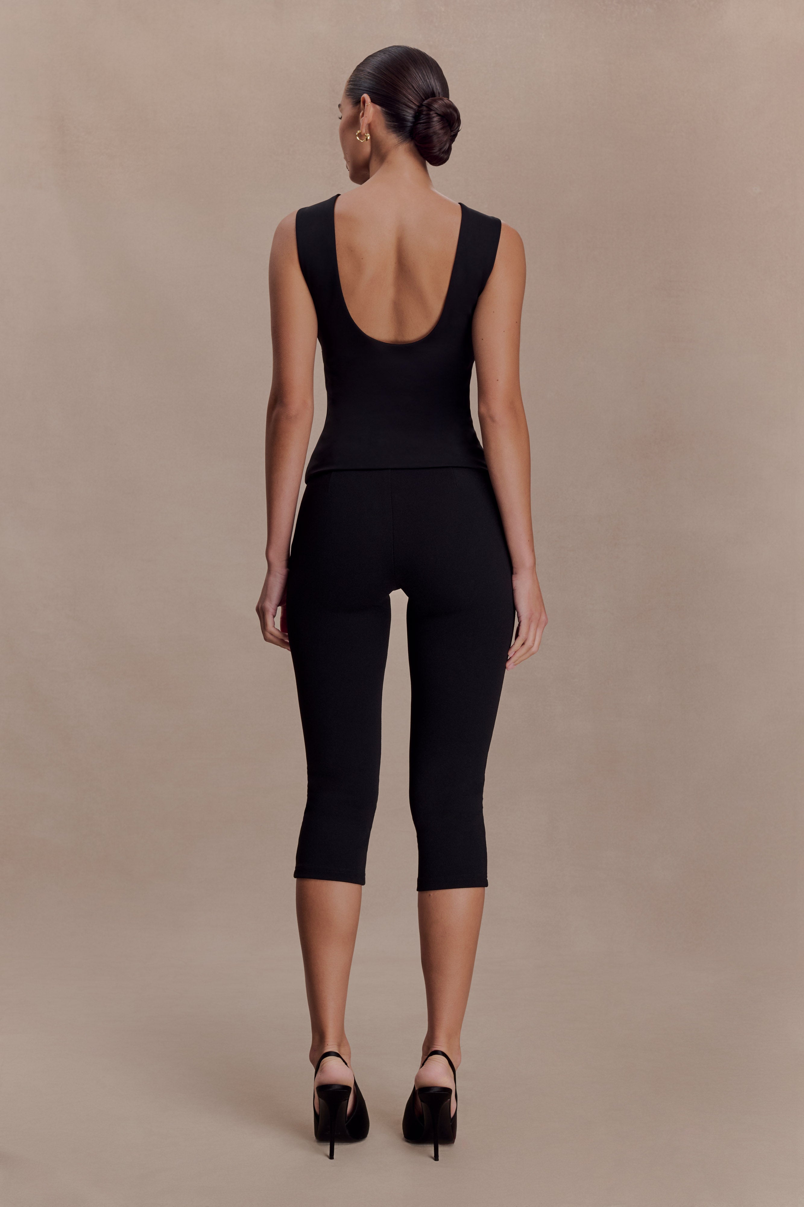 Alternative view of Kyra Open Back Scuba Crepe Top - Black