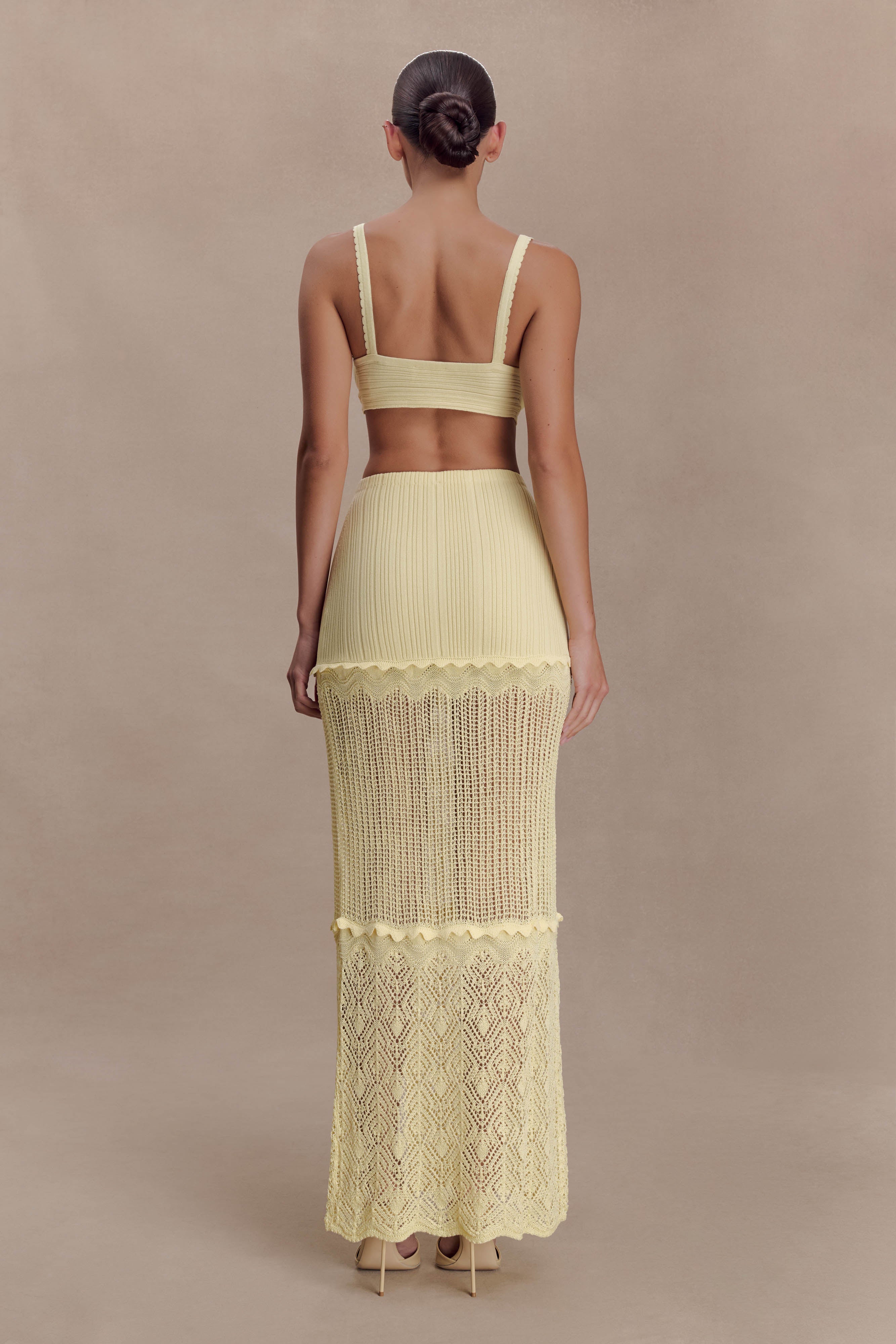 Alternative view of Coleene Pointelle Knit Maxi Skirt - Lemon