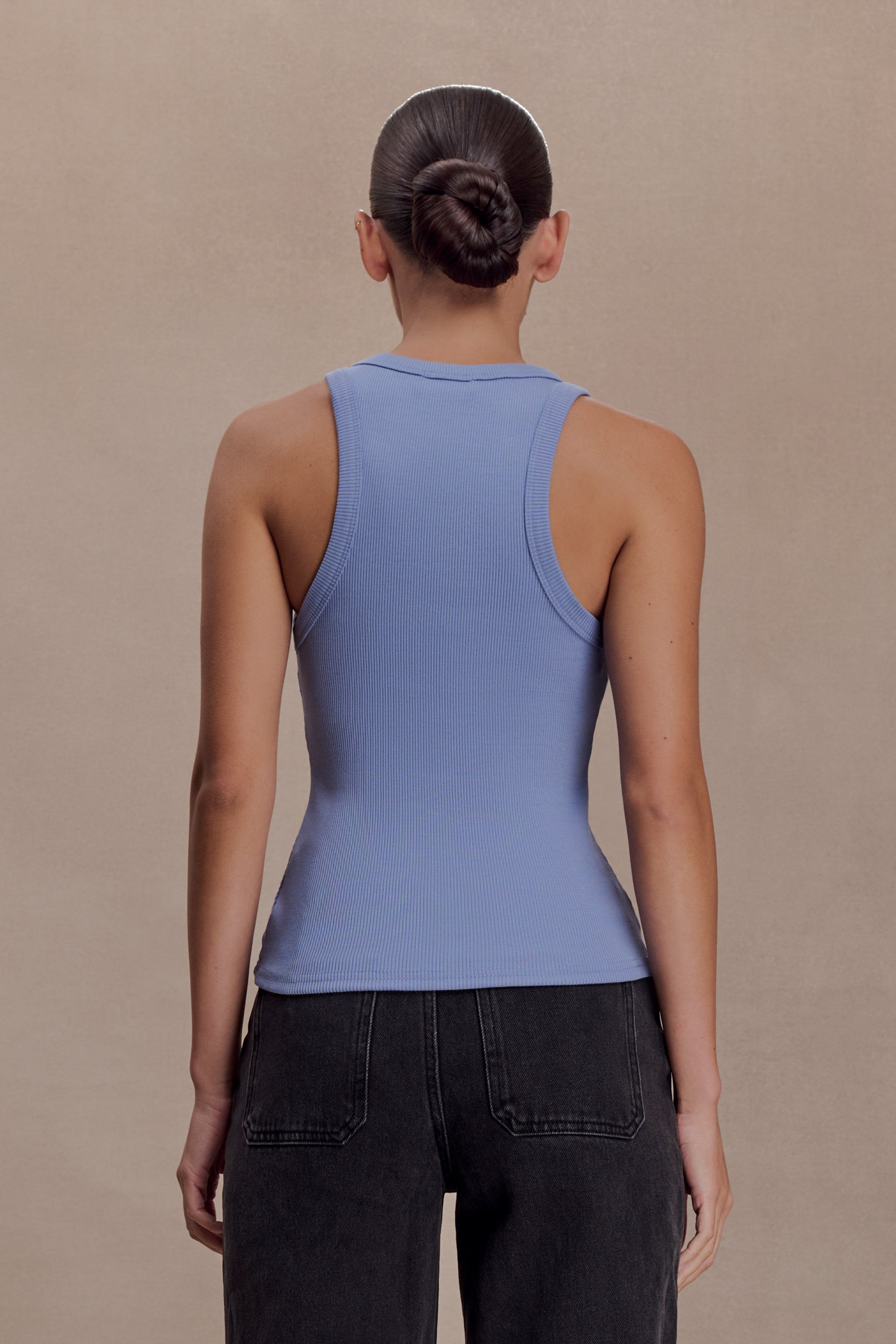 Alternative view of Lola Ribbed Sleeveless Top With Hardware - Cornflower Blue