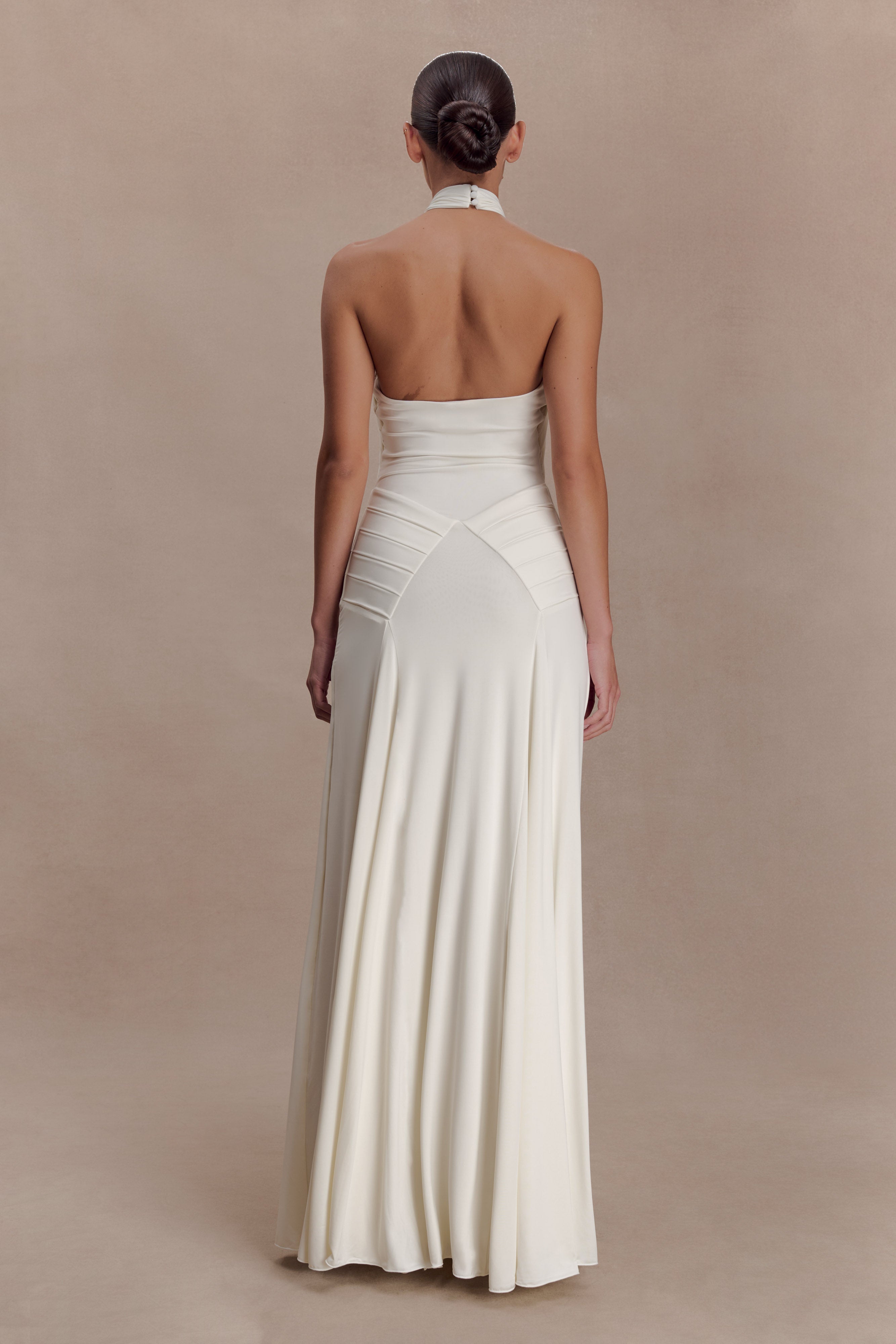 Alternative view of Indira Gathered Slinky Halter Maxi Dress - Ivory