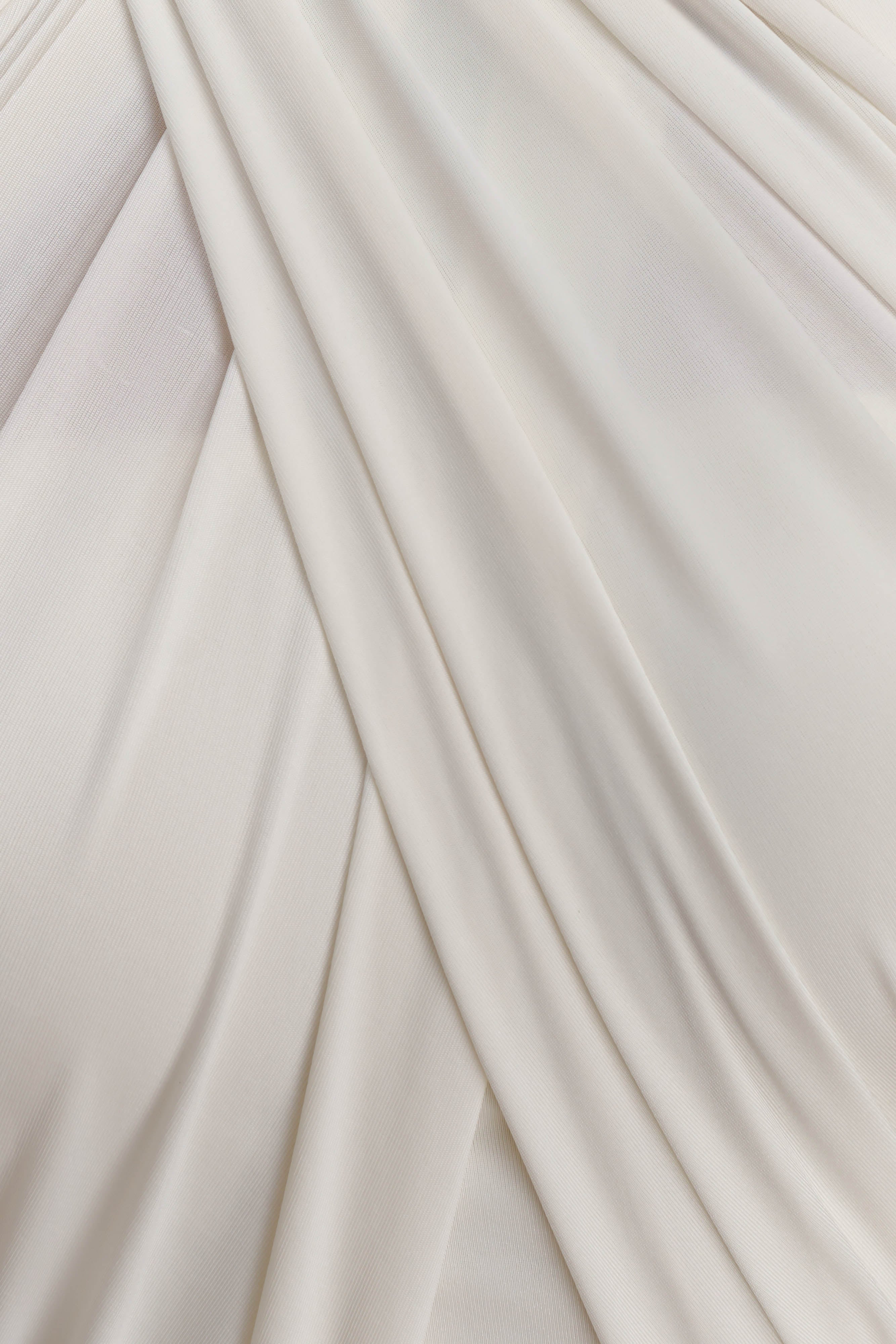 Indira Gathered Slinky Halter Maxi Dress - Ivory - Image 6