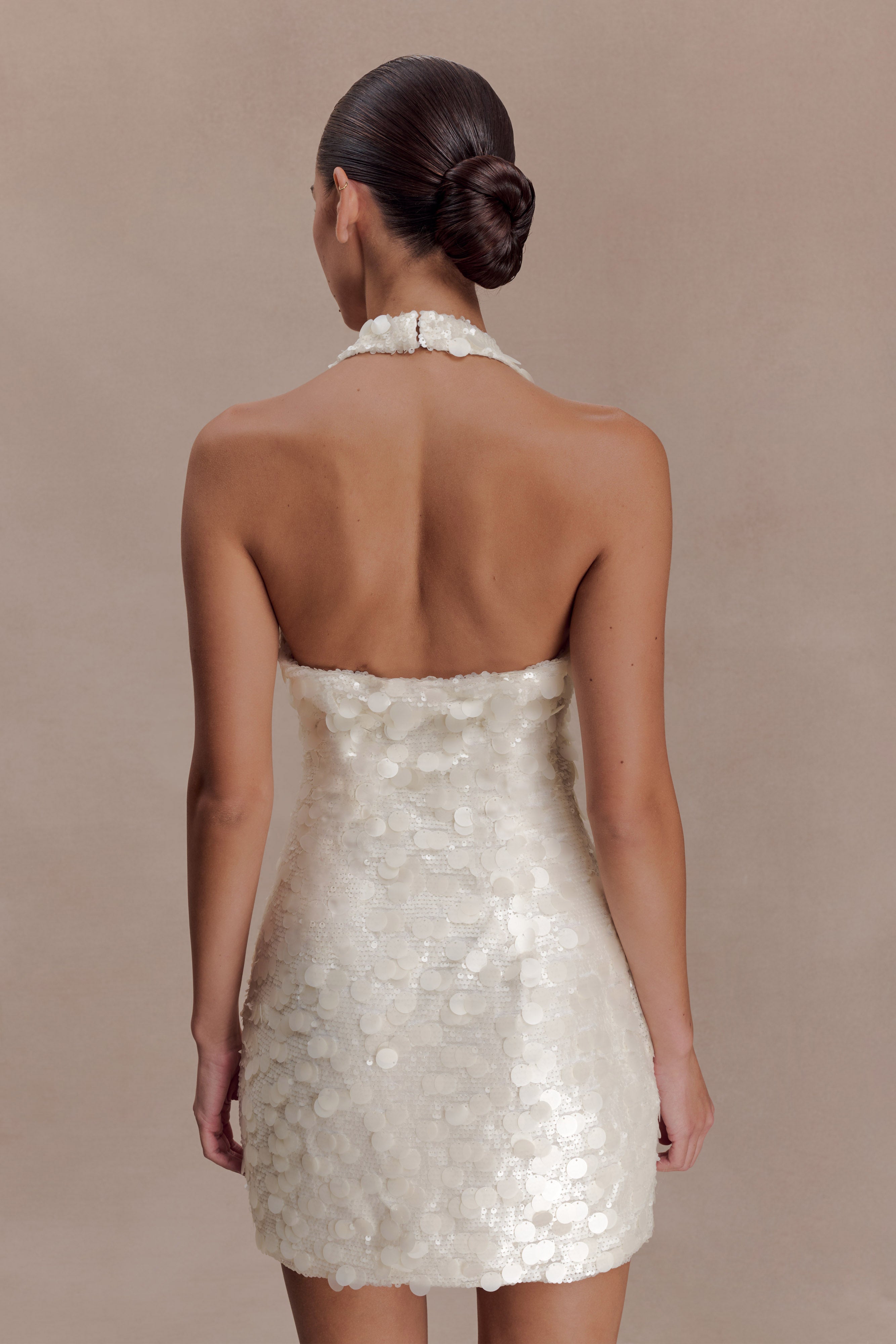 Alternative view of Caralee Sequin Halter Mini Dress - Ivory
