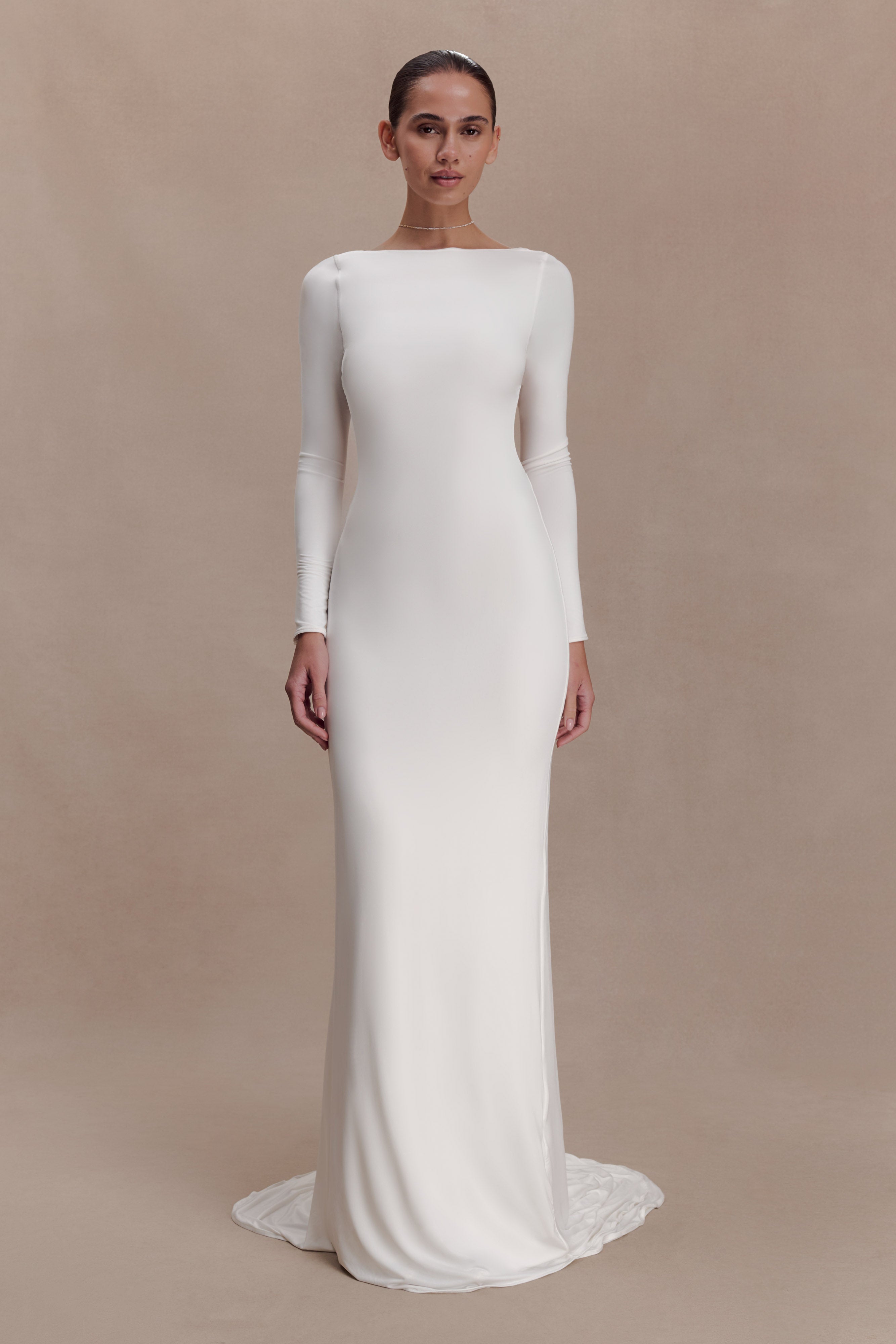Alternative view of Marlene Slinky Low Back Maxi Dress - White