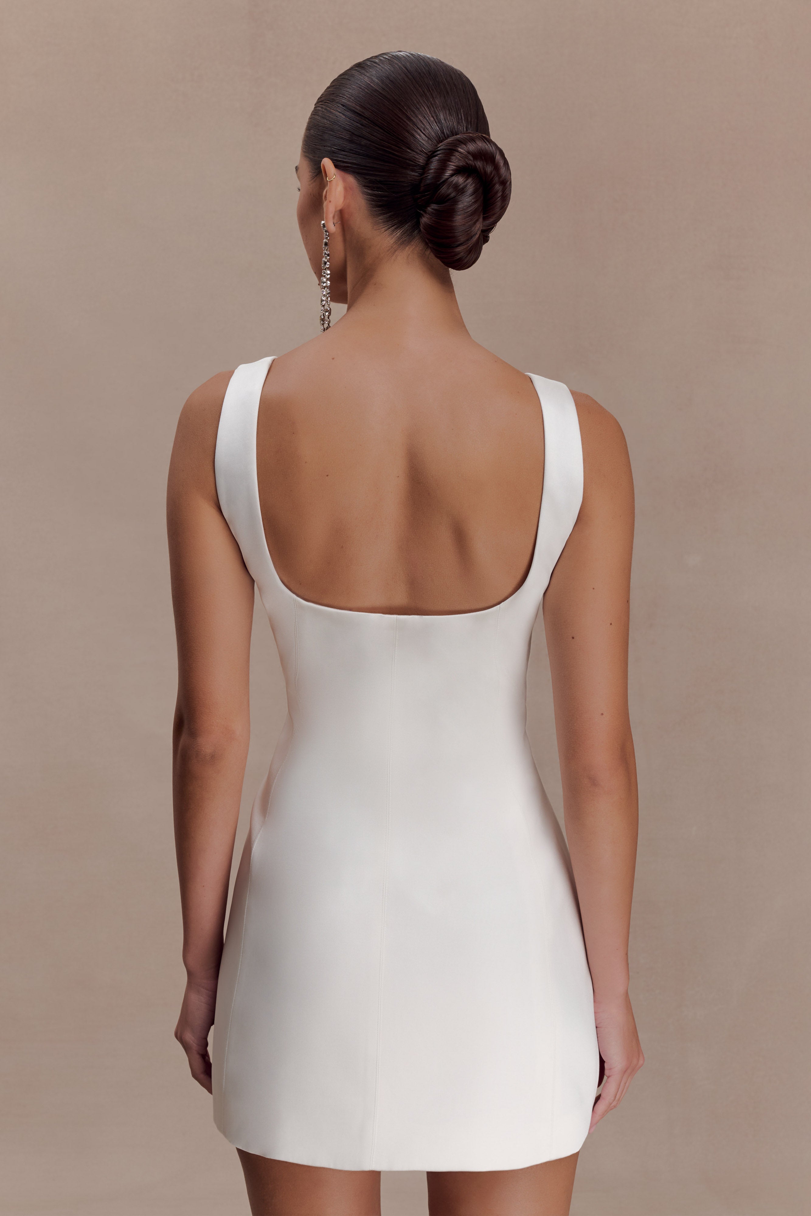 Beth Satin Mini Dress - White - Image 2