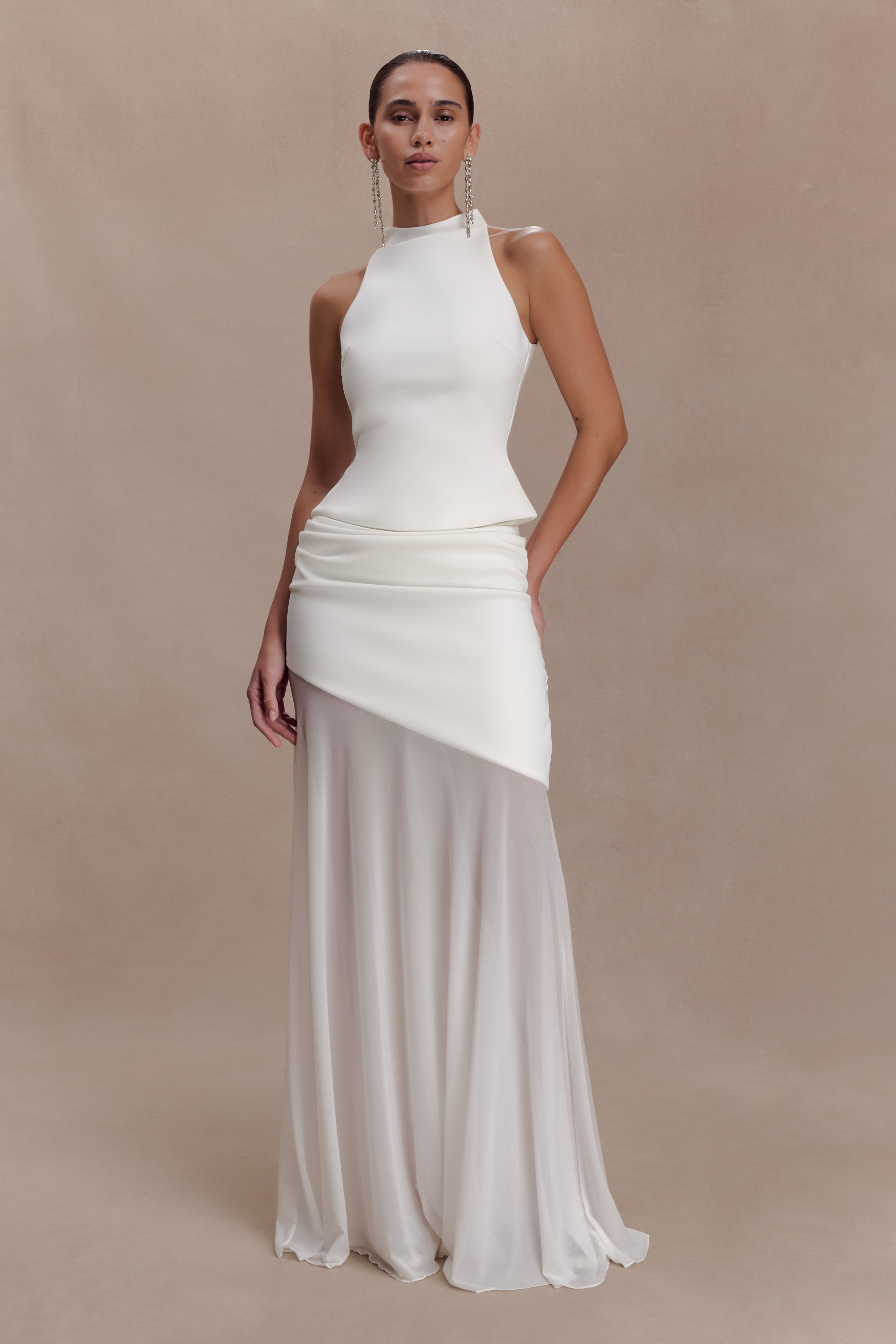 Portia Scuba Sleeveless Top - White - Image 6