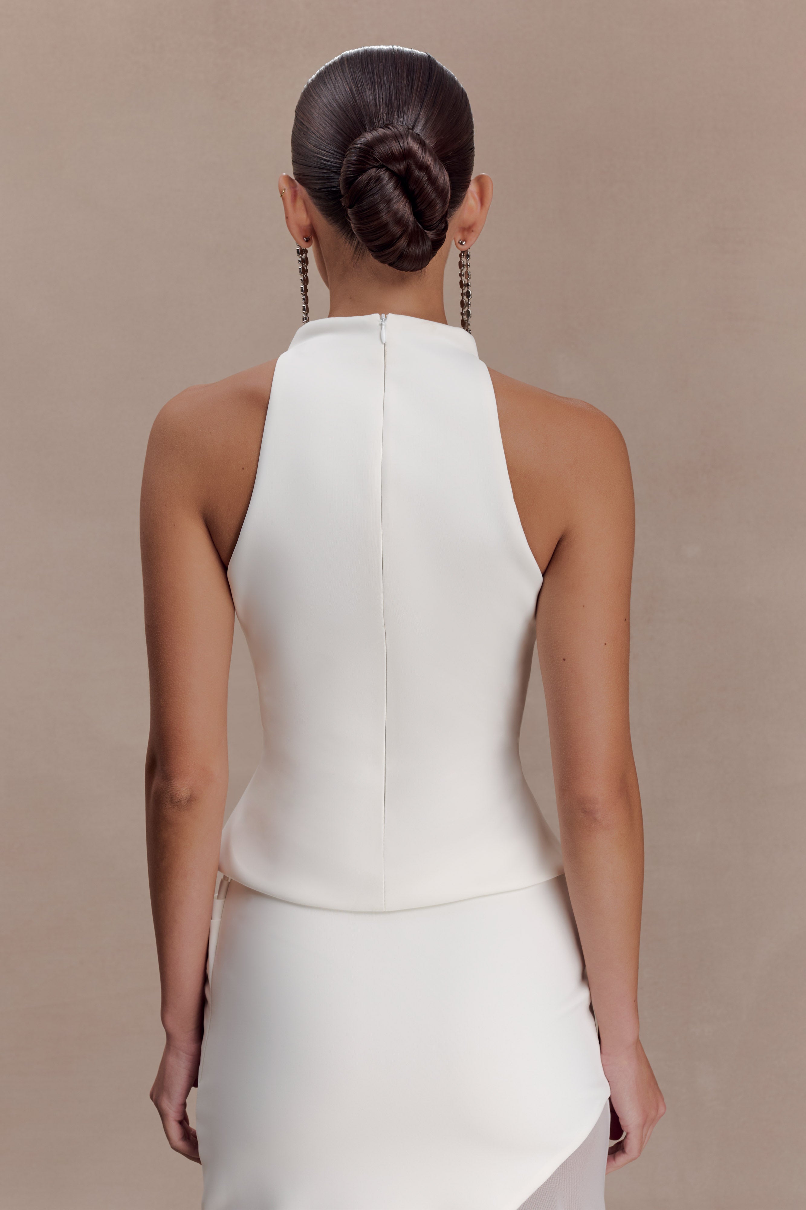 Portia Scuba Sleeveless Top - White - Image 2