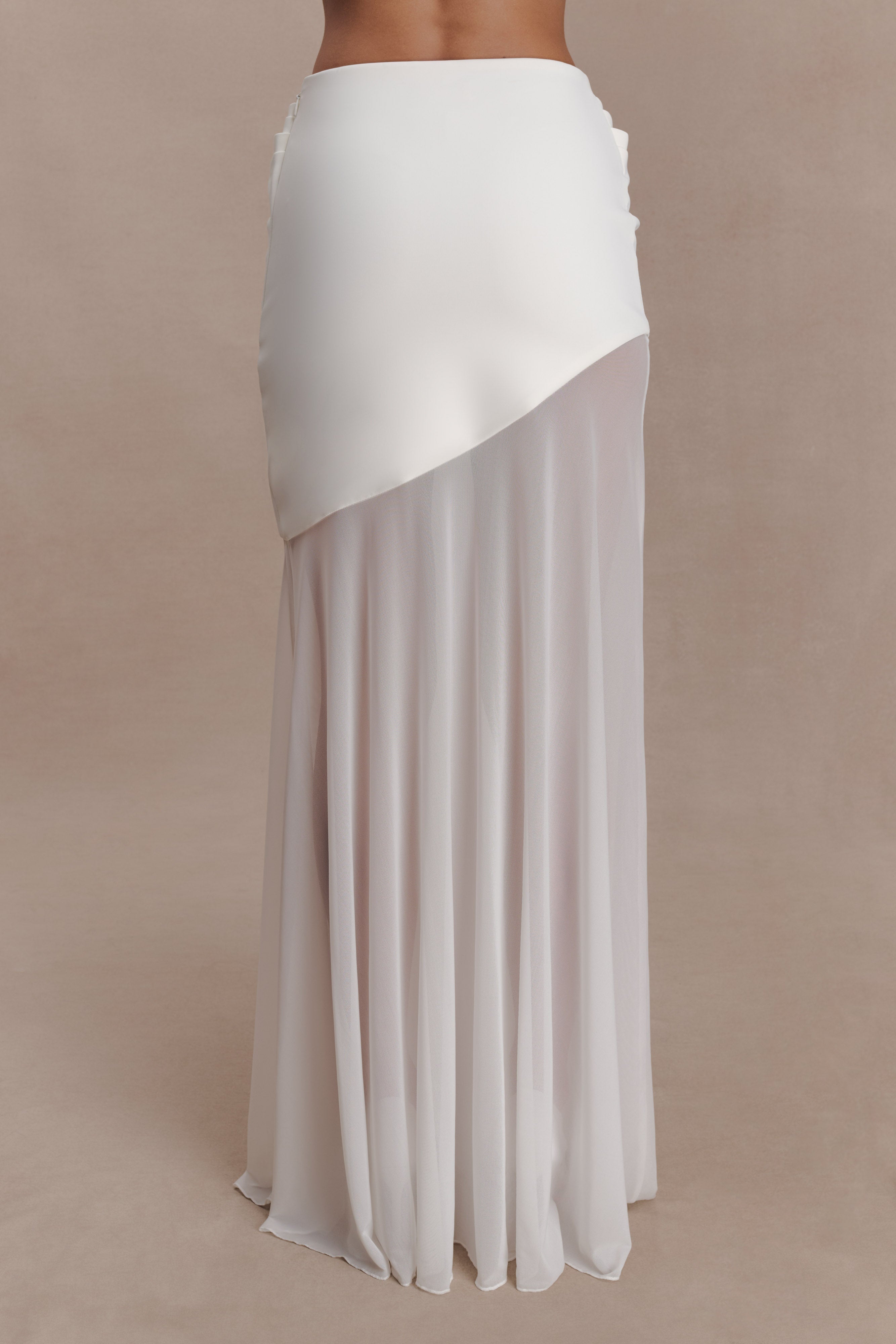 Portia Scuba And Mesh Maxi Skirt - White - Image 5