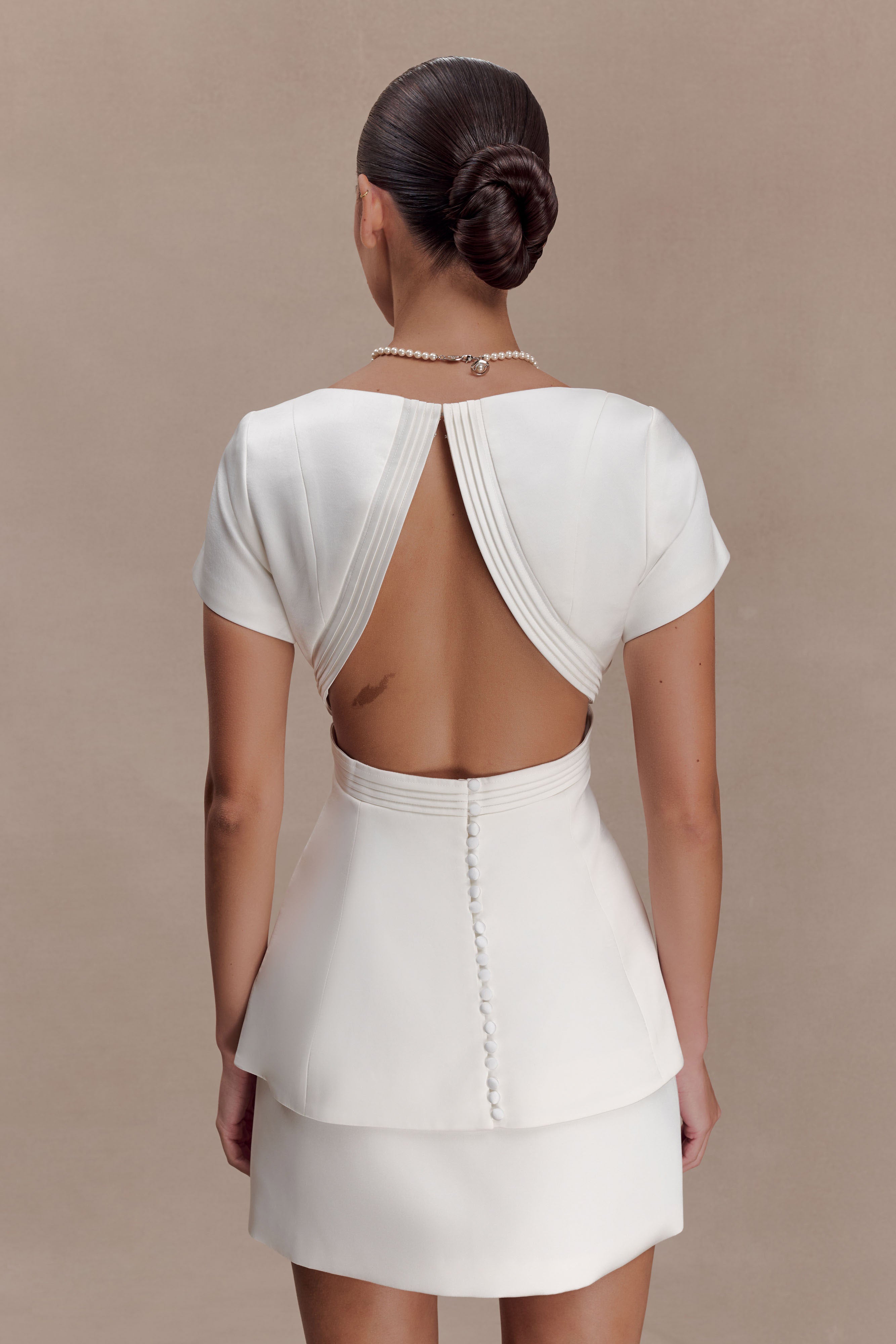 Alternative view of Adeline Short Sleeve Satin Top - White