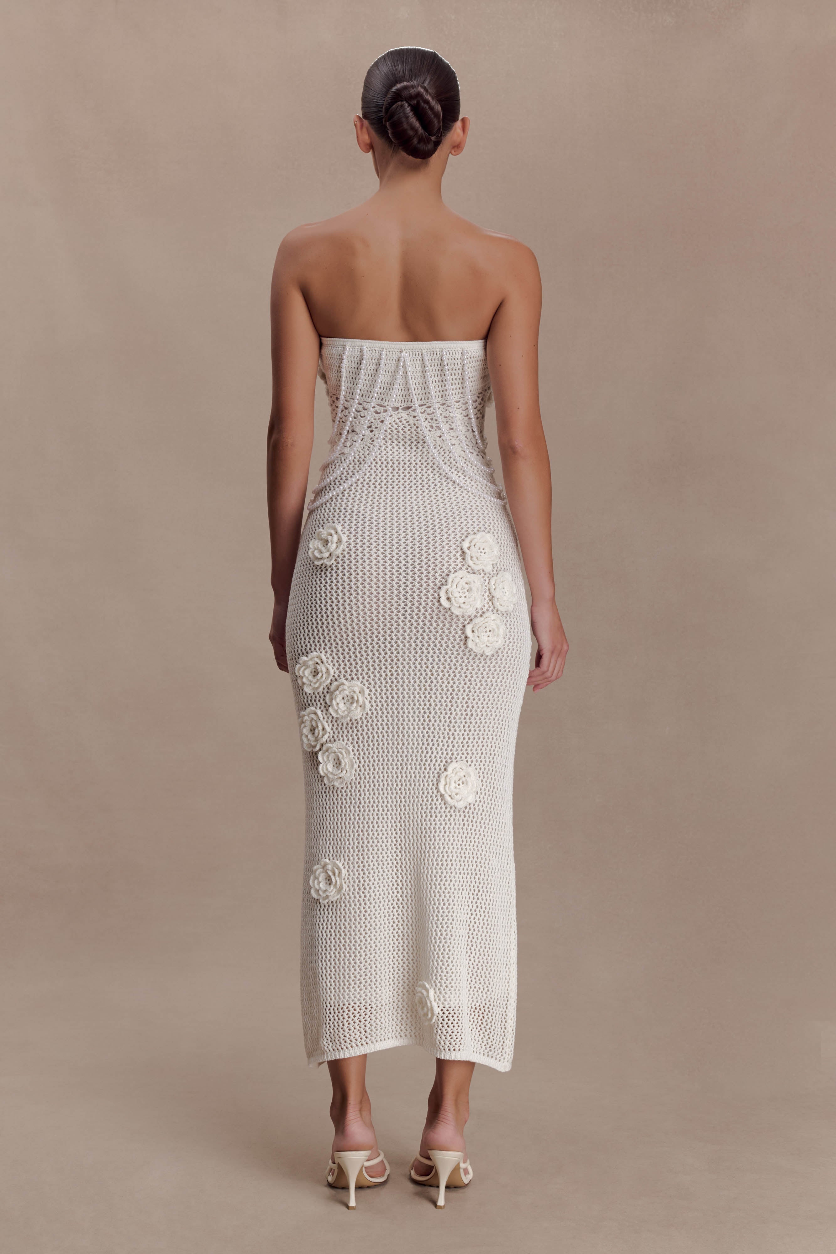 Alternative view of Samantha Crochet Midi Dress With Flowers - Ivory