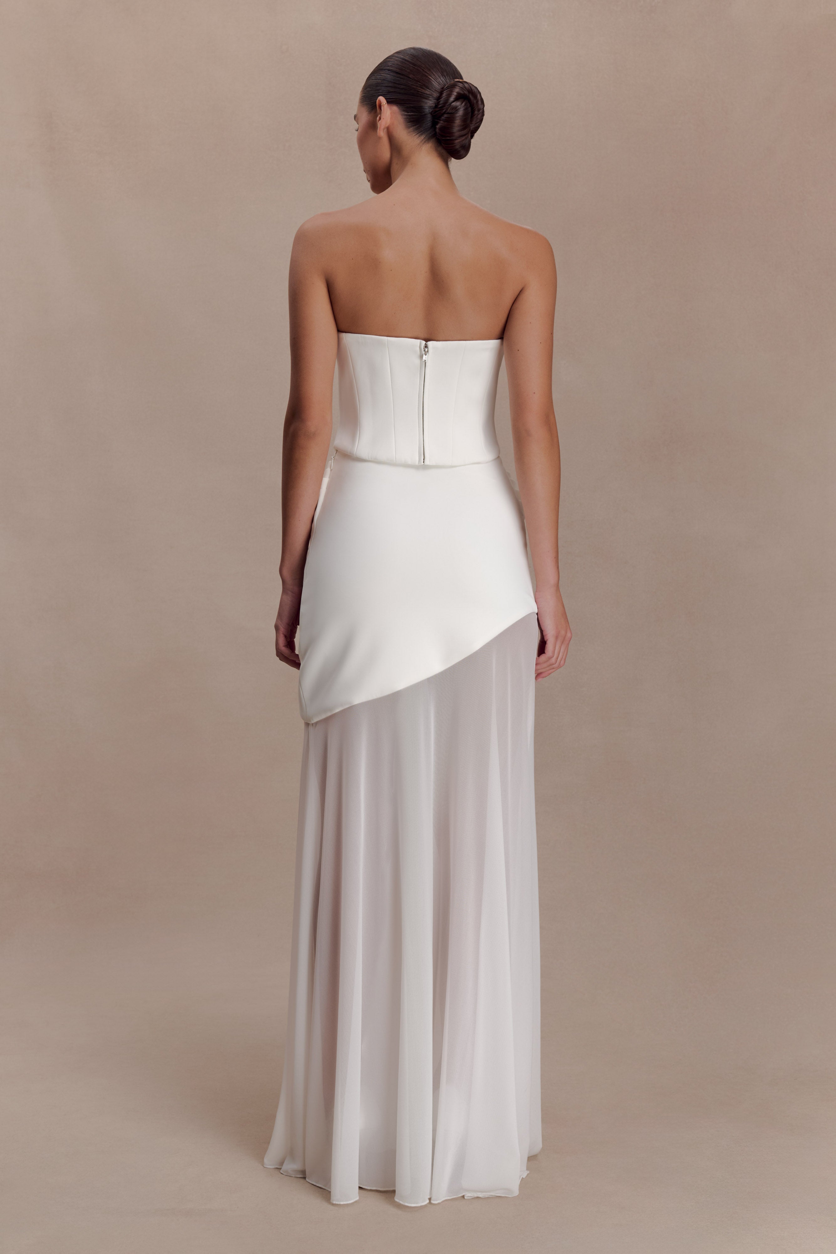 Karina Strapless Scuba Corset - White - Image 5