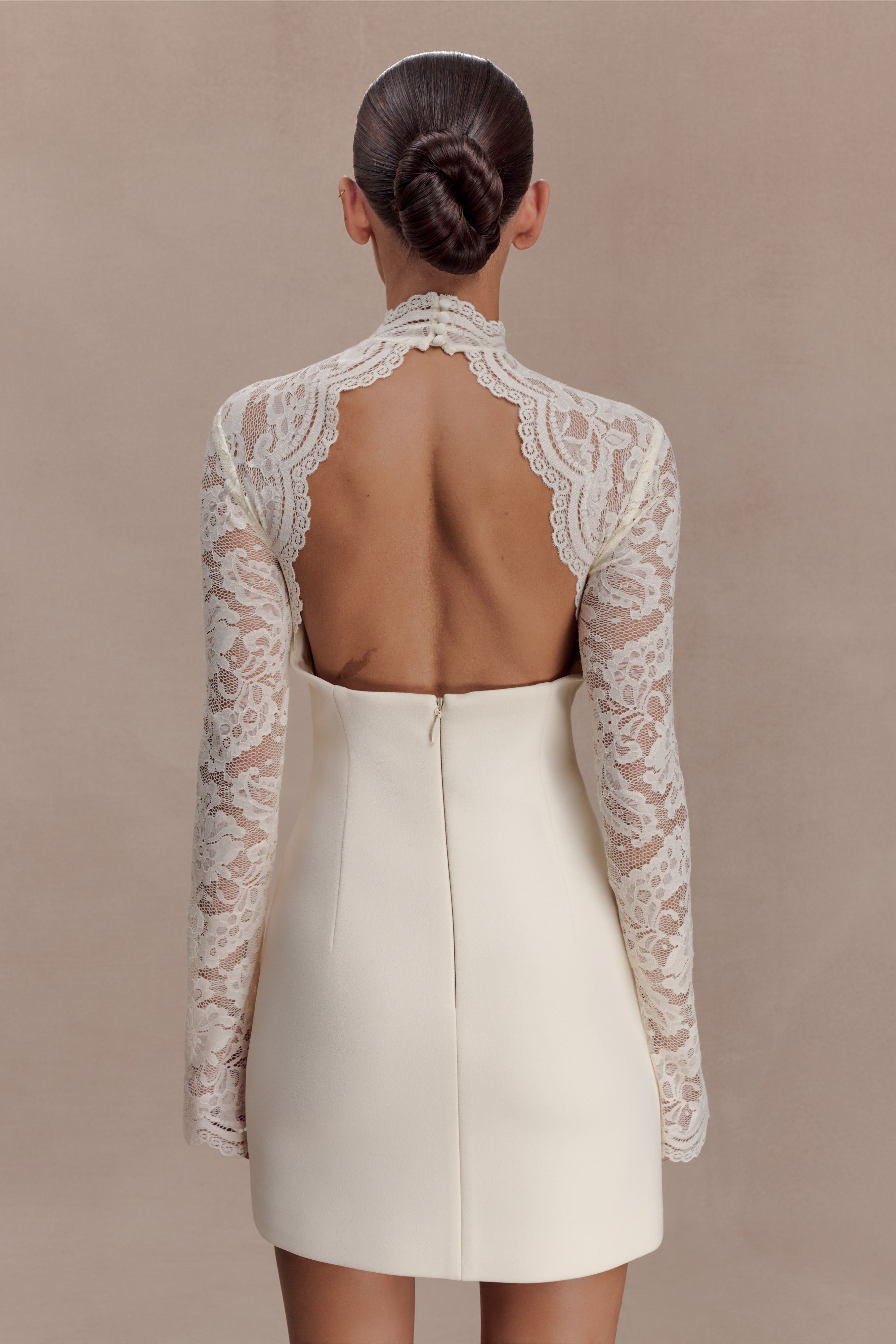 Alternative view of Aurelie Long Sleeve Lace Mini Dress - Ivory