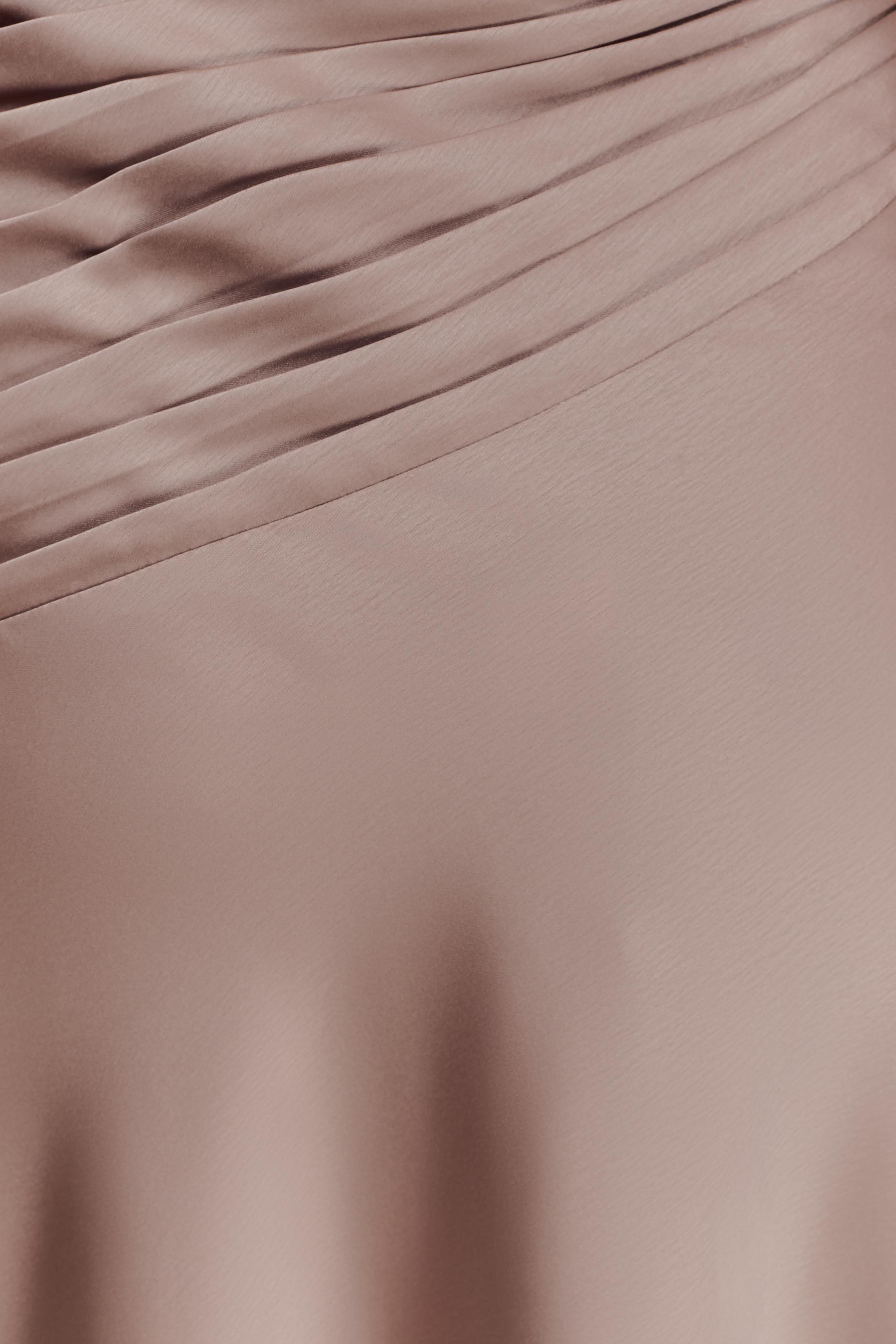 Lyla Asymmetrical Satin Maxi Dress - Bronze Taupe - Image 4