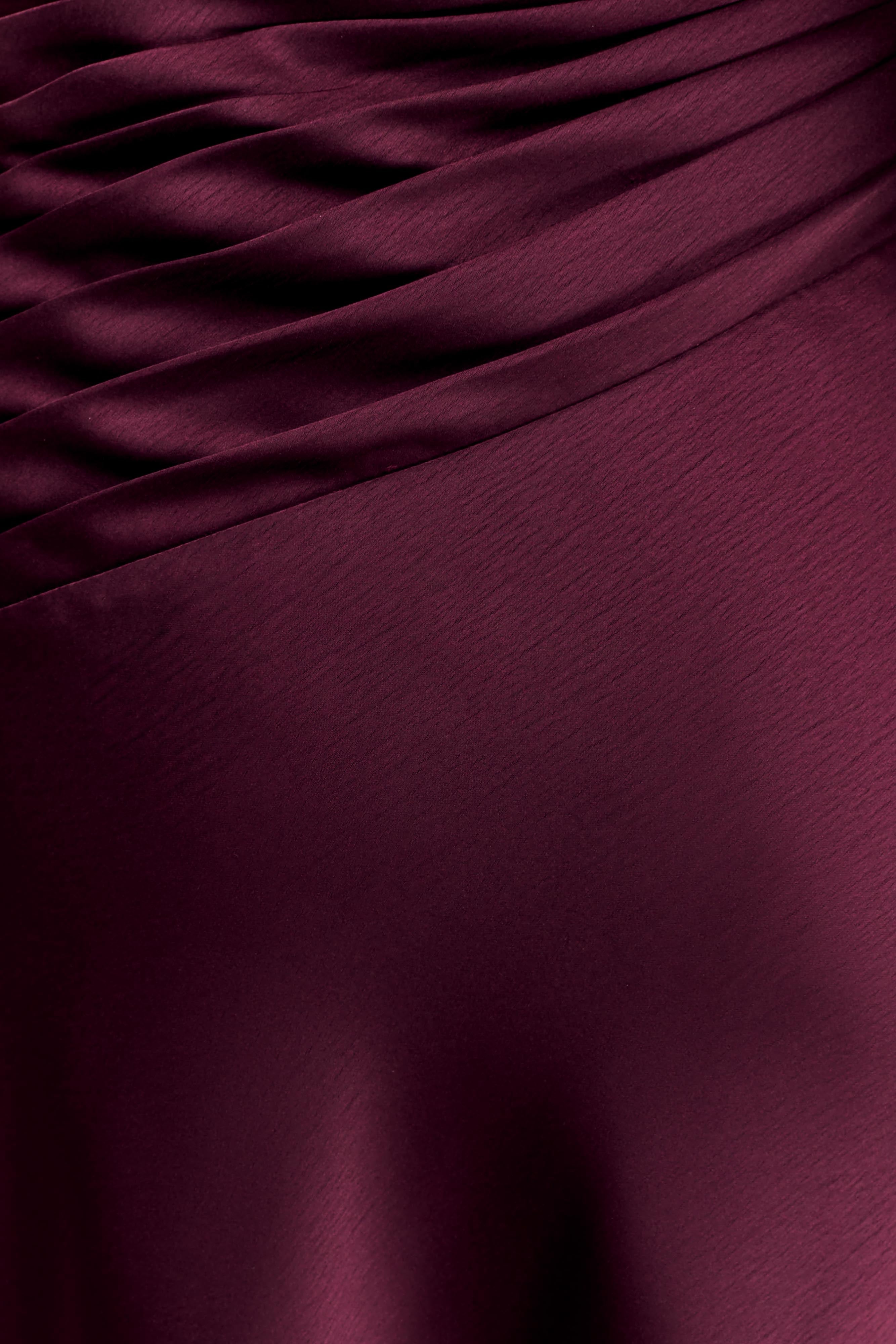 Lyla Asymmetrical Satin Maxi Dress - Plum - Image 4