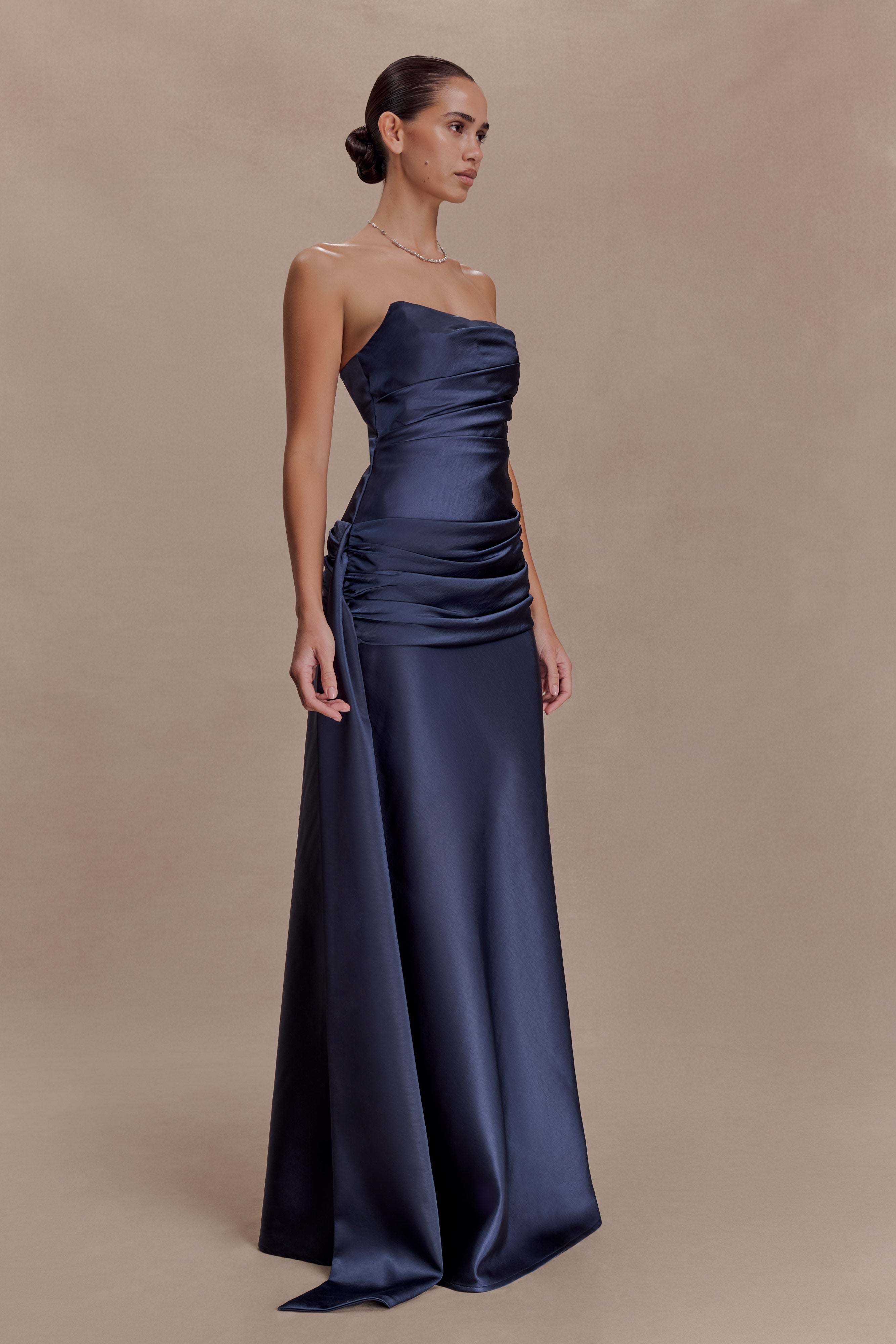 Alternative view of Sarah Strapless Maxi Dress With Waist Tie - Navy