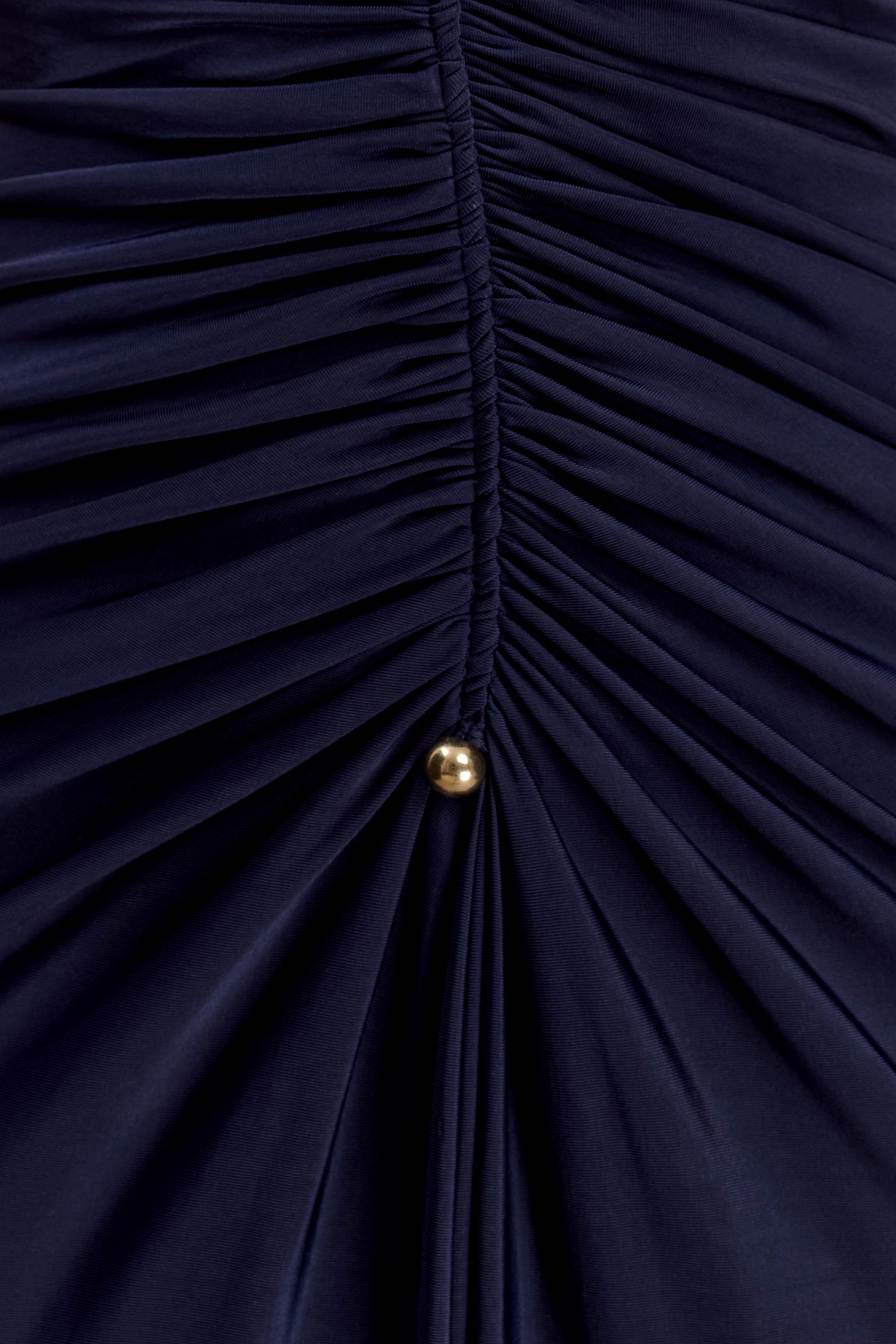 Perrie Slinky Ruched Maxi Dress - Ink Blue - Image 5