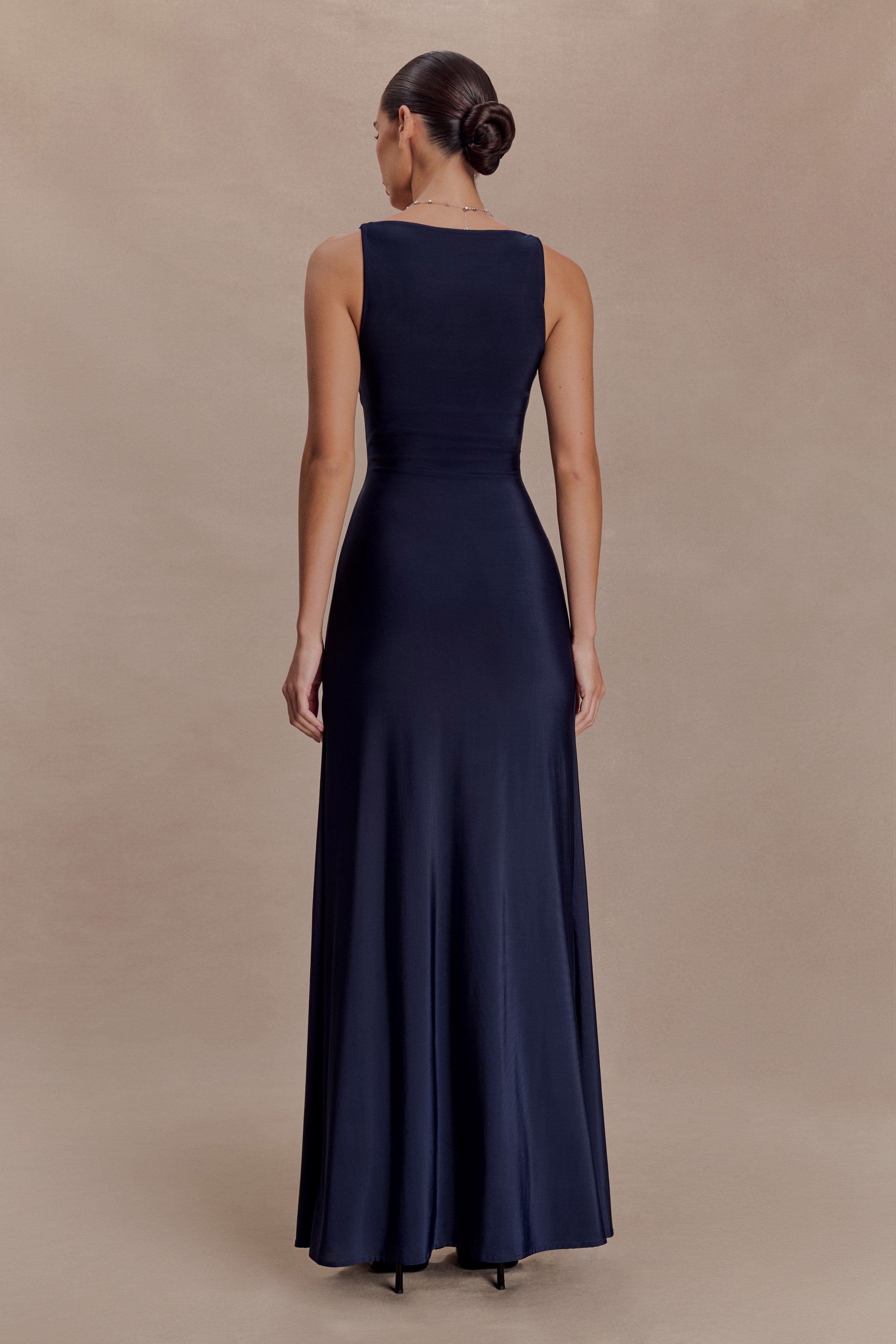 Alternative view of Perrie Slinky Ruched Maxi Dress - Ink Blue