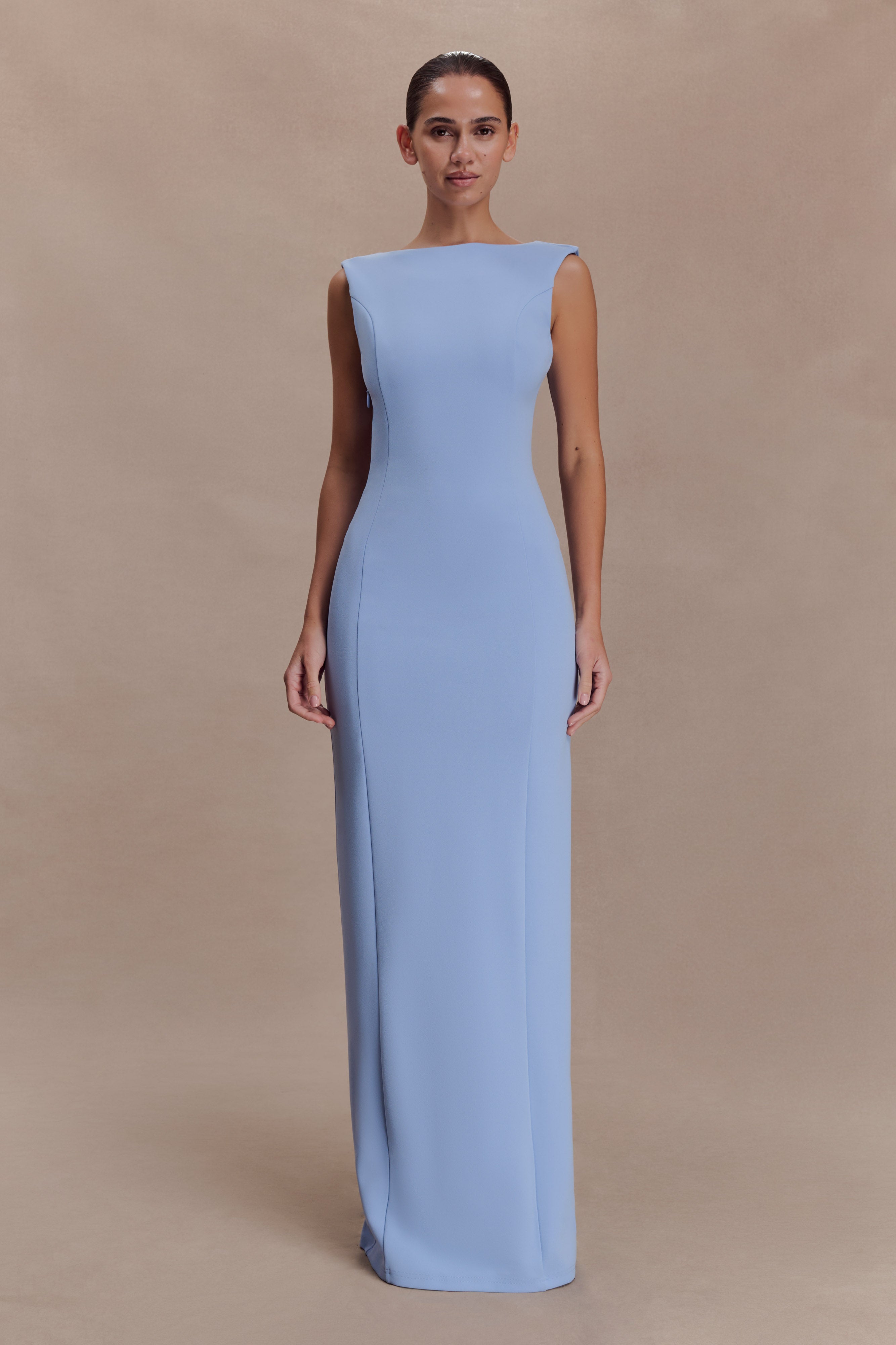 Alternative view of Galilea Crepe Draped Maxi Dress - Cornflower Blue