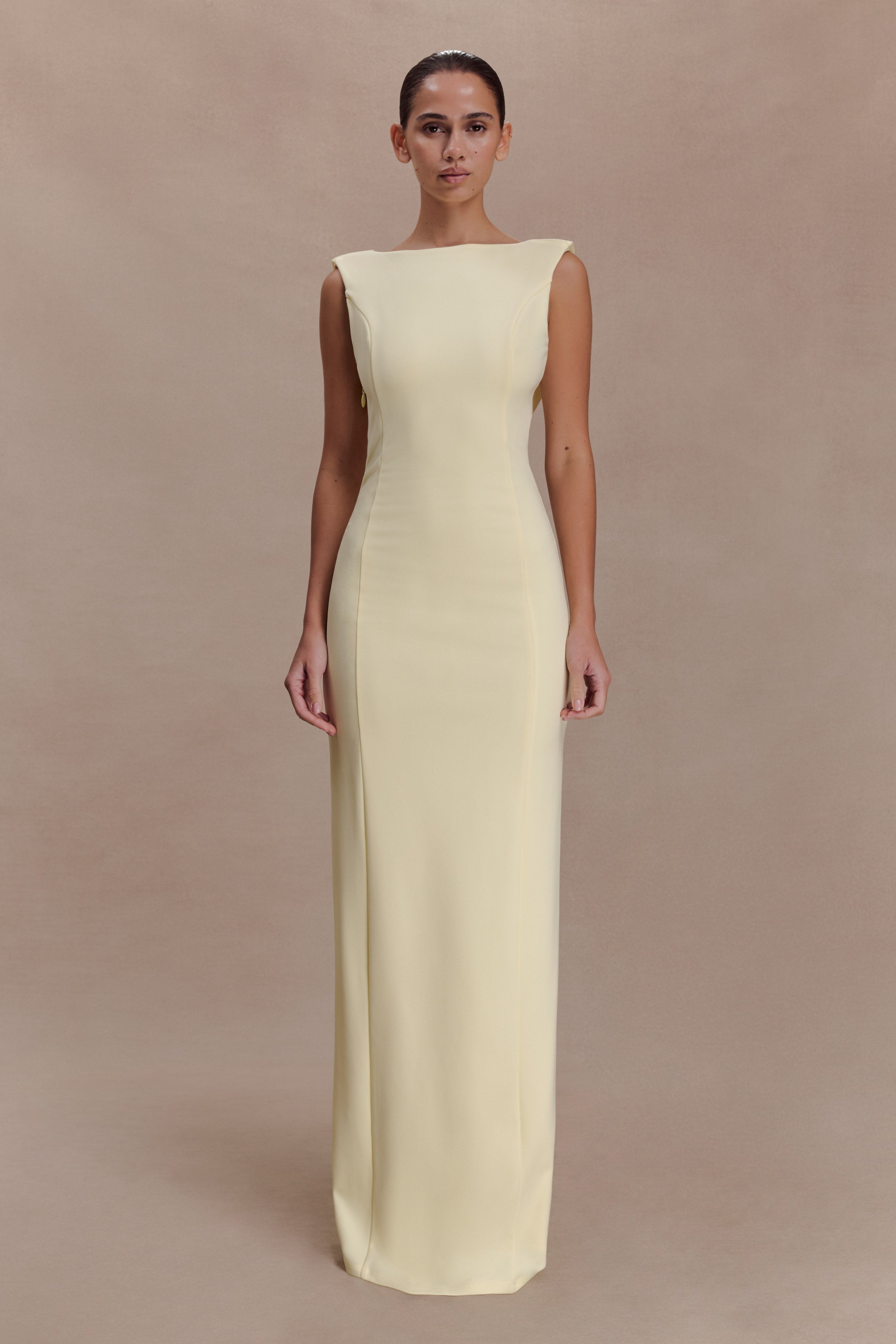 Alternative view of Galilea Crepe Draped Maxi Dress - Lemon
