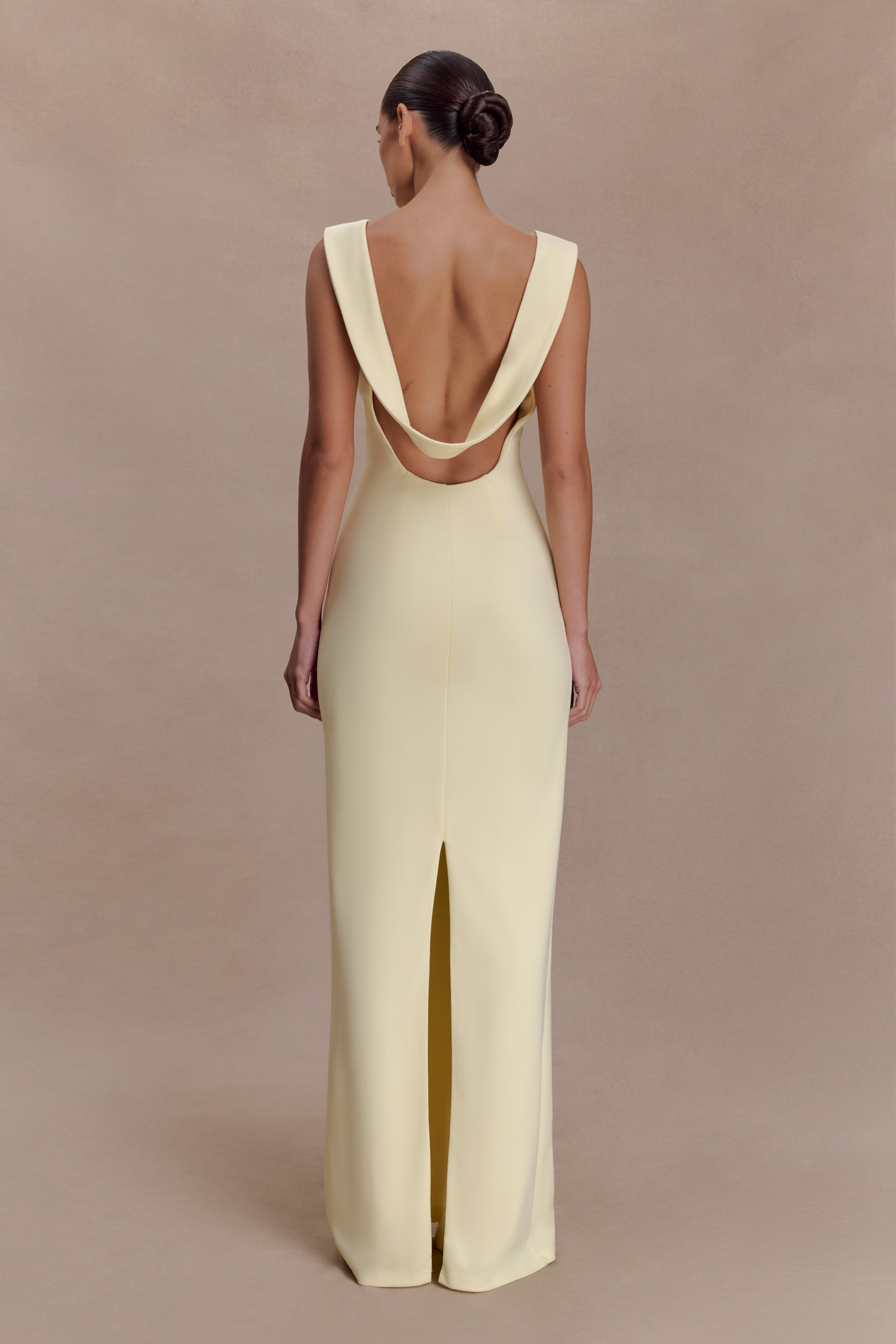 Galilea Crepe Draped Maxi Dress - Lemon - Image 3