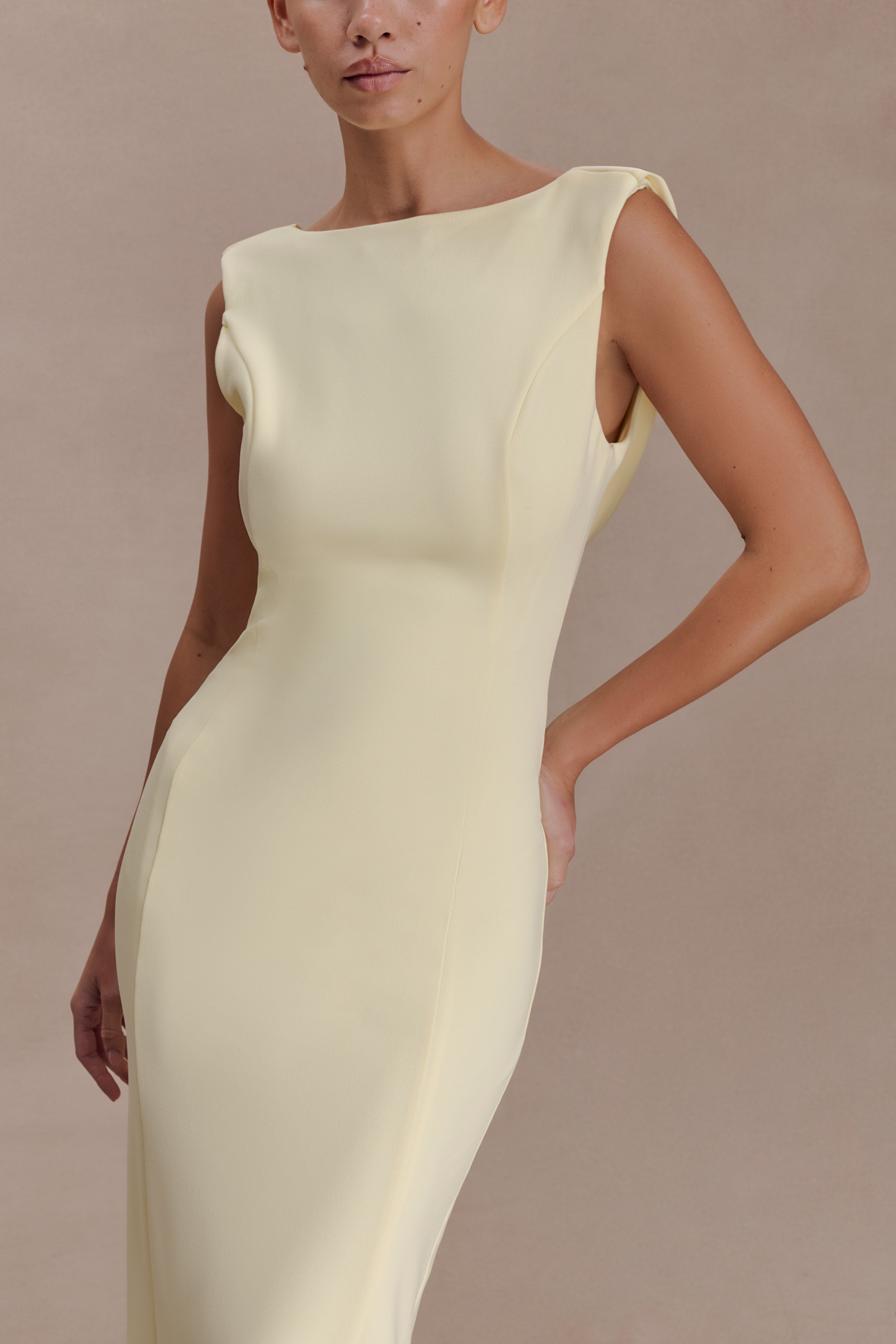 Galilea Crepe Draped Maxi Dress - Lemon - Image 4