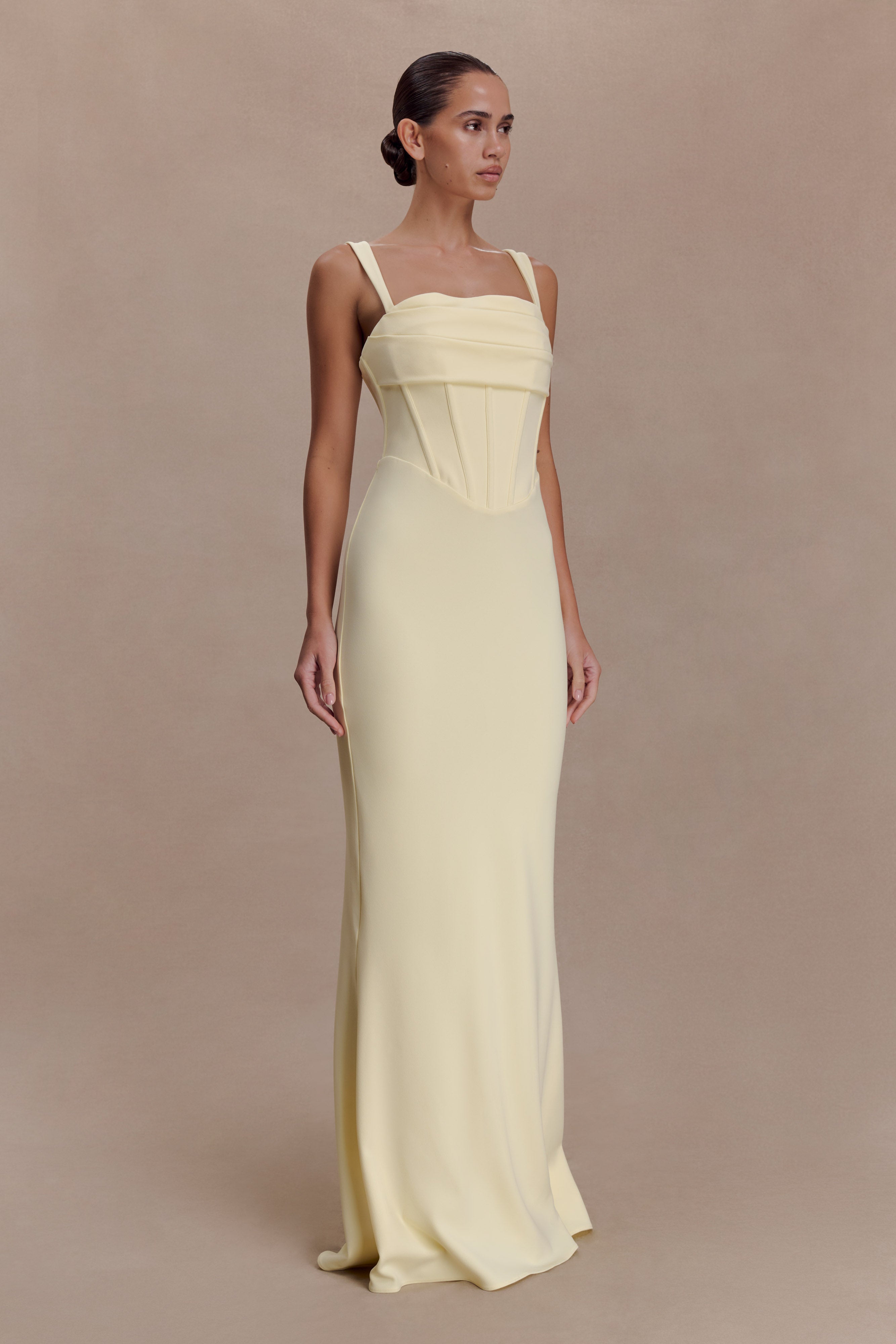 Luella Crepe Corset Maxi Dress - Lemon - Image 4