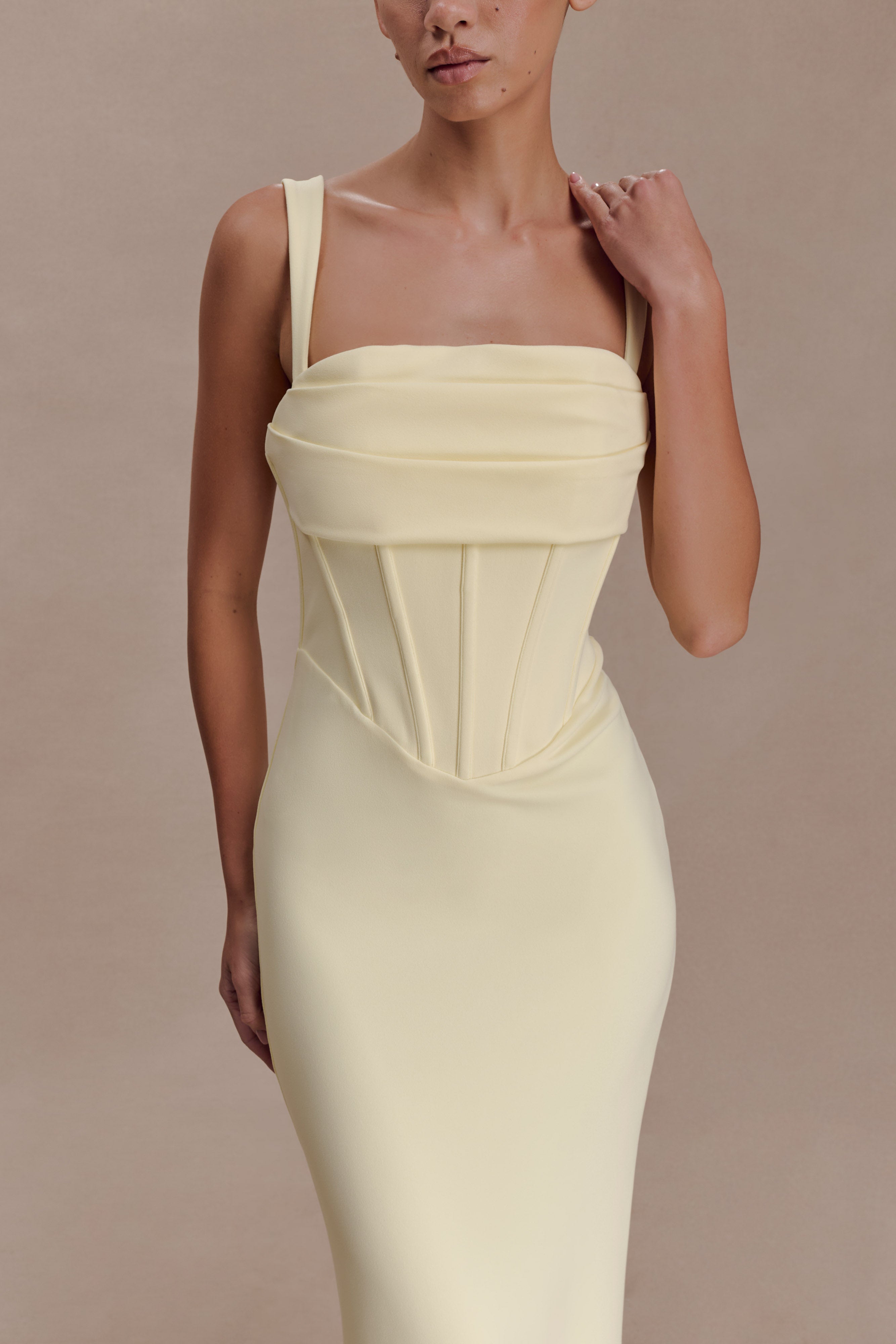 Luella Crepe Corset Maxi Dress - Lemon - Image 3
