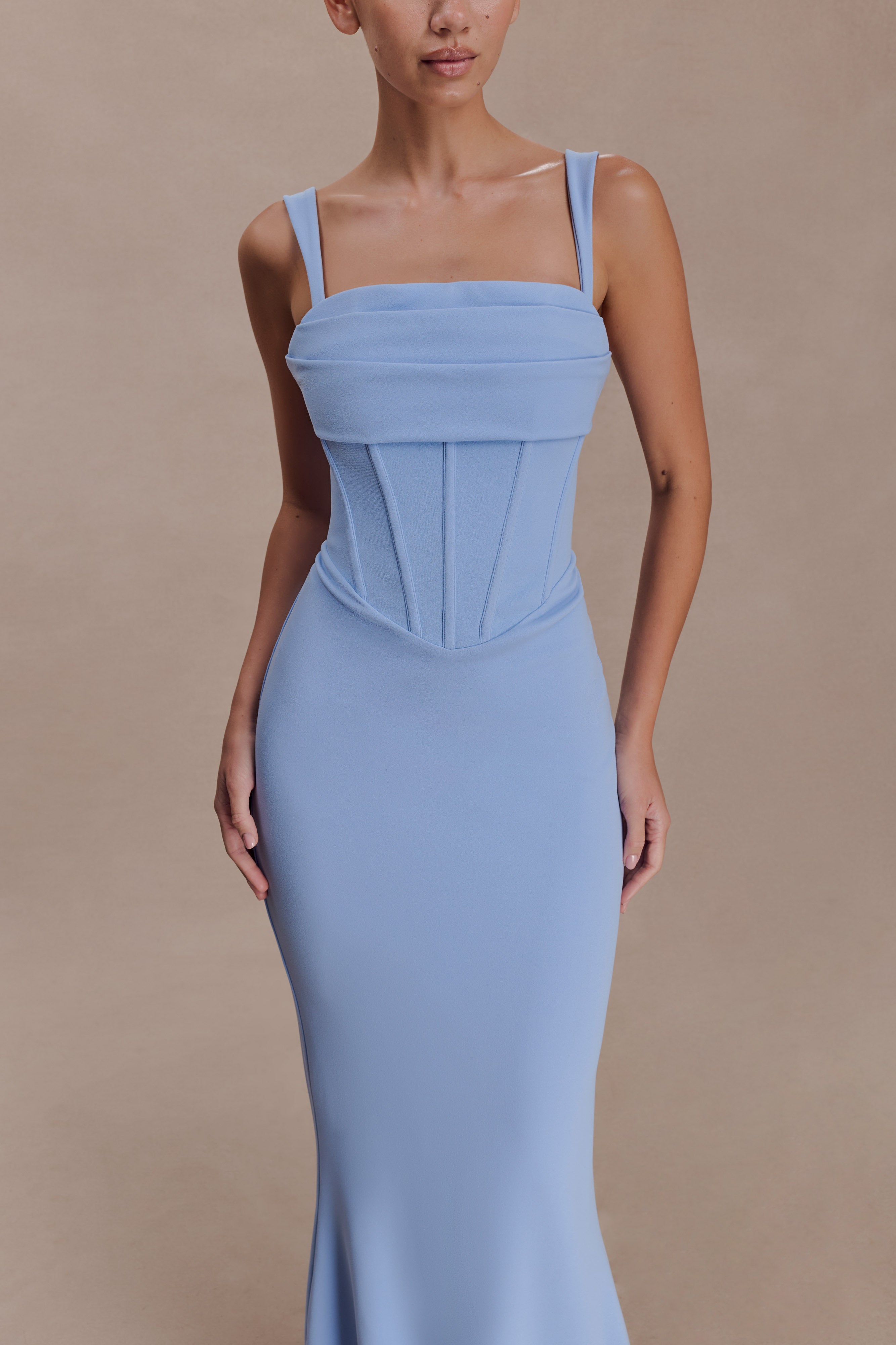 Luella Crepe Corset Maxi Dress - Cornflower Blue - Image 3