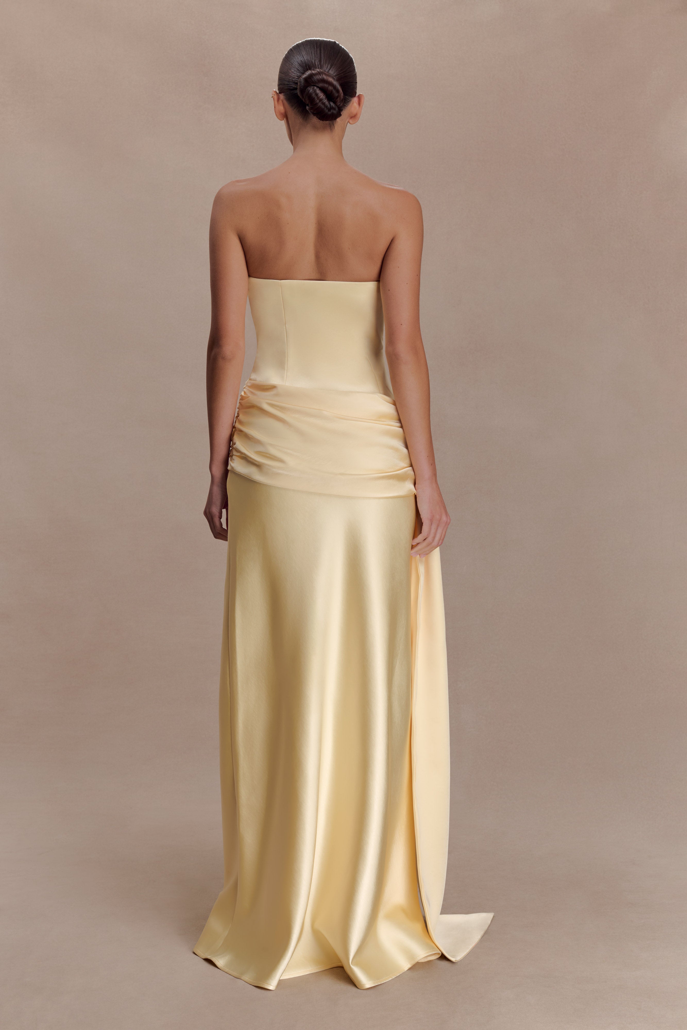 Alternative view of Sarah Strapless Maxi Dress With Waist Tie - Lemon