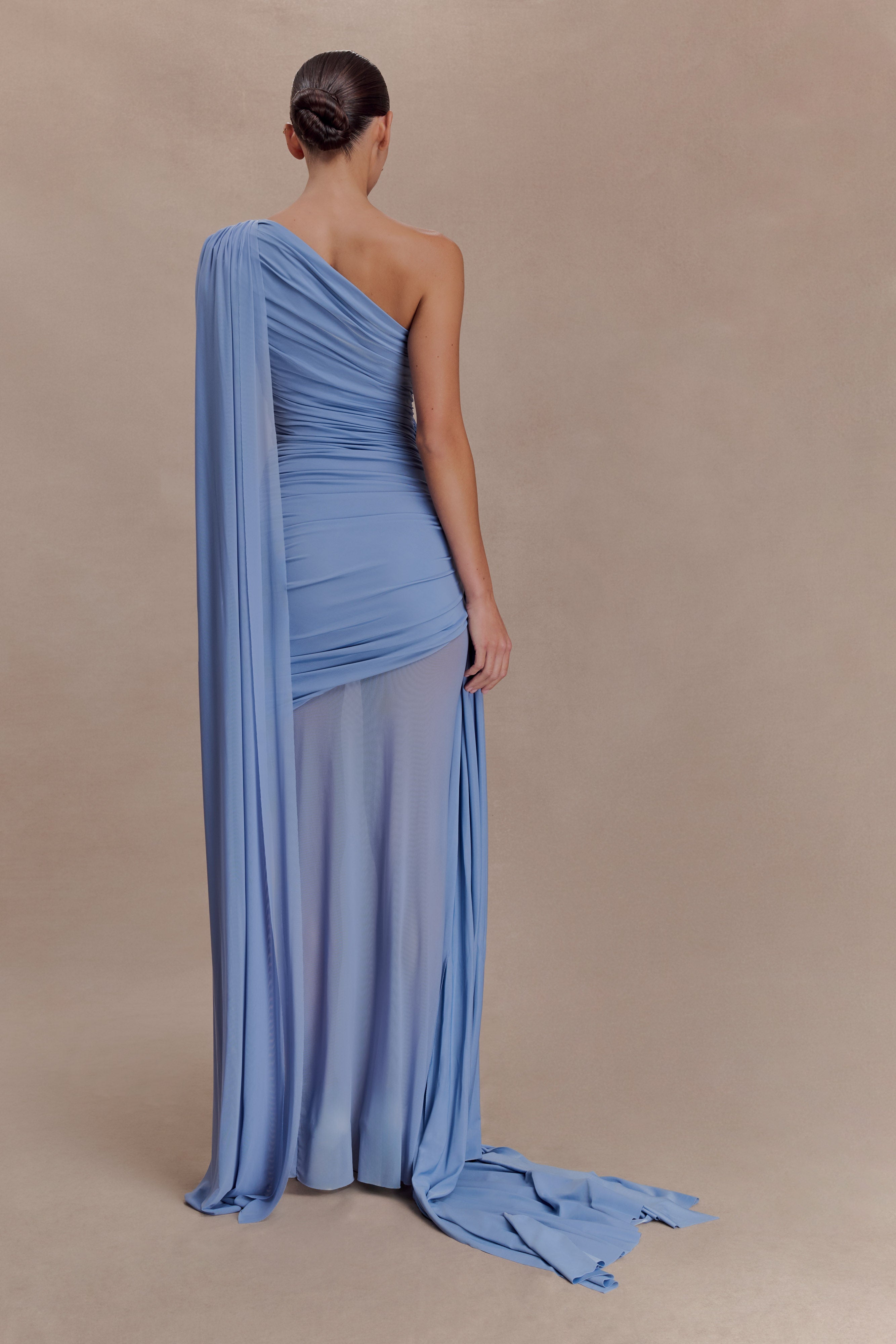 Alternative view of Asher Slinky One Shoulder Maxi Dress - Cornflower Blue