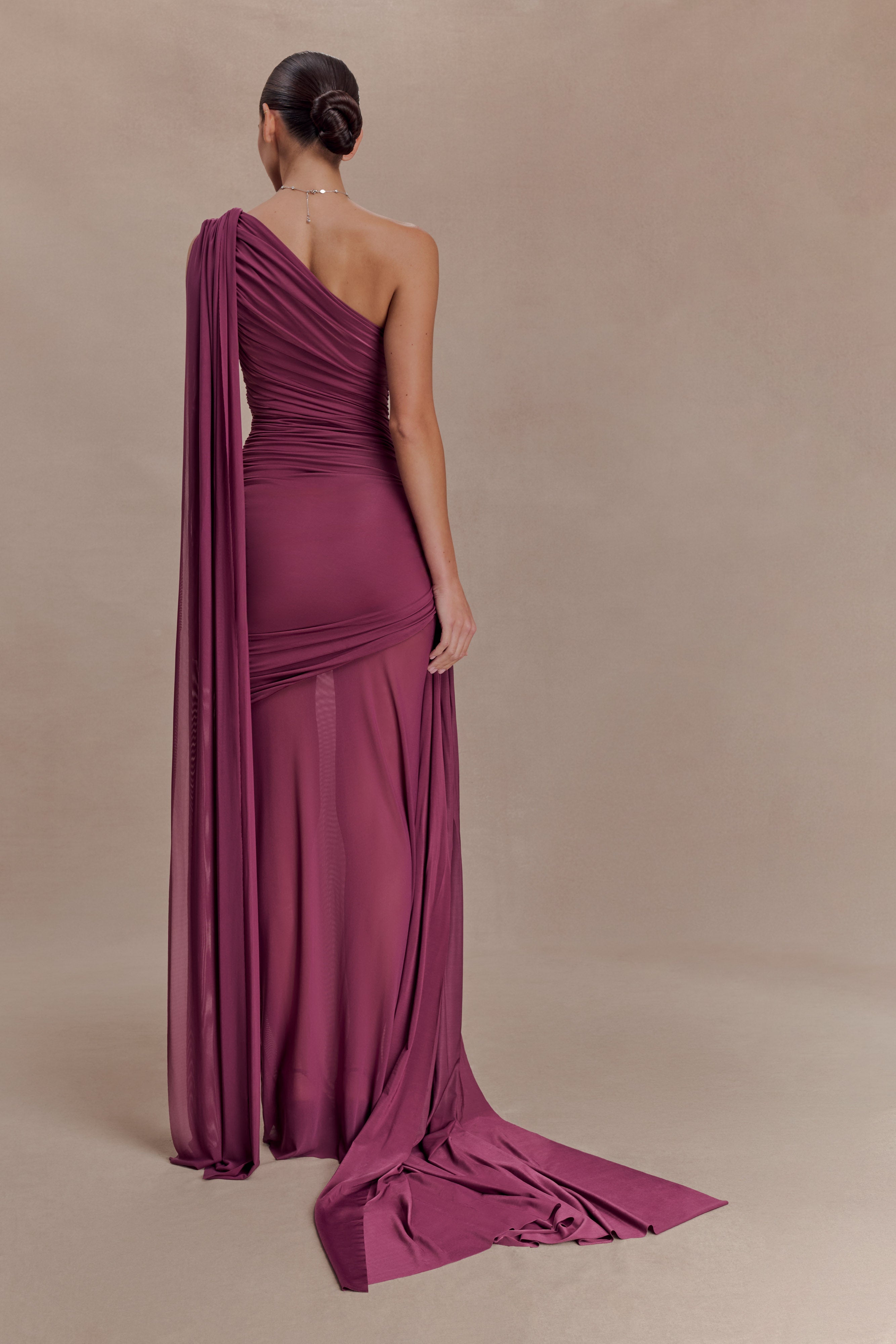 Alternative view of Asher Slinky One Shoulder Maxi Dress - Neutral Plum