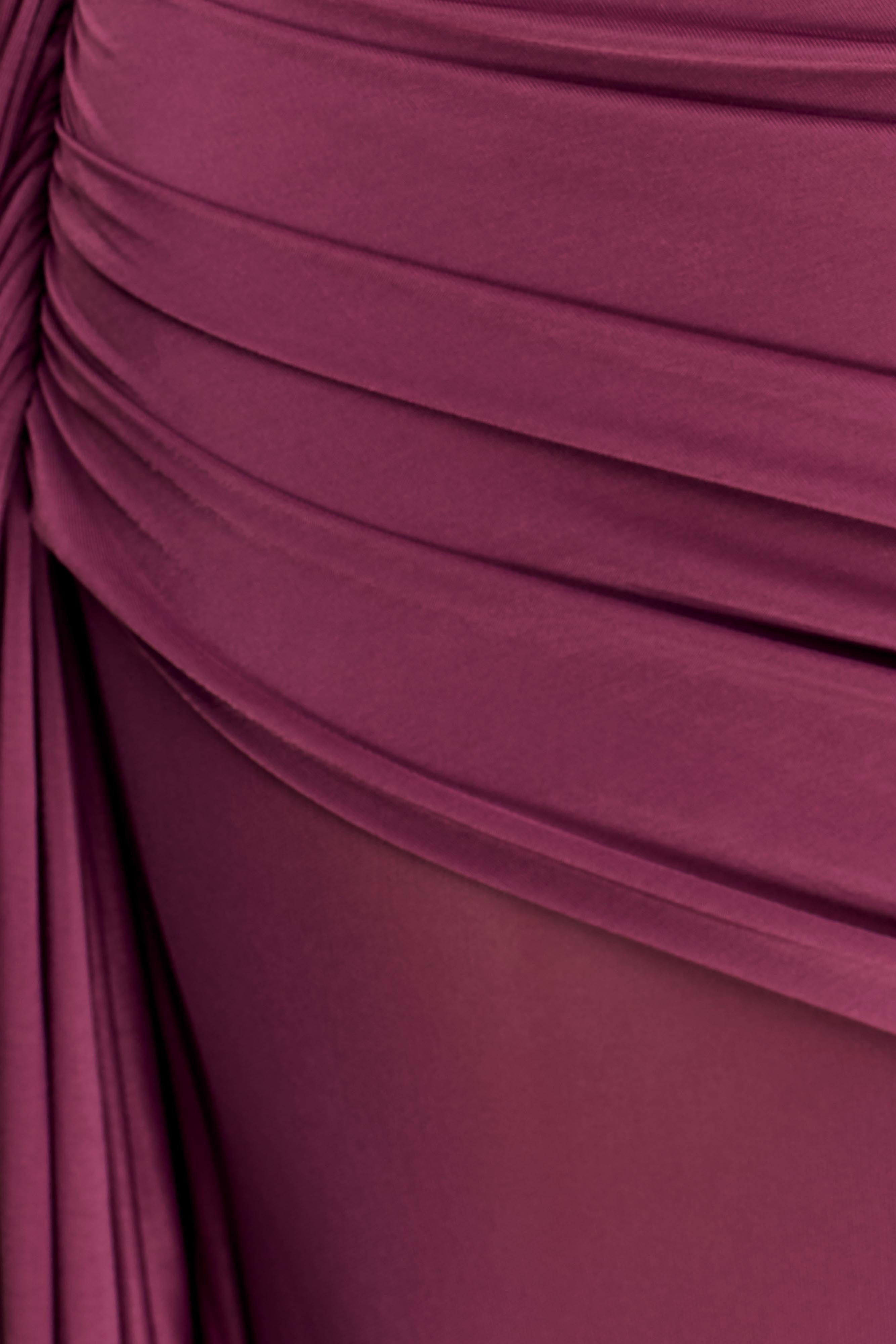 Asher Slinky One Shoulder Maxi Dress - Neutral Plum - Image 6